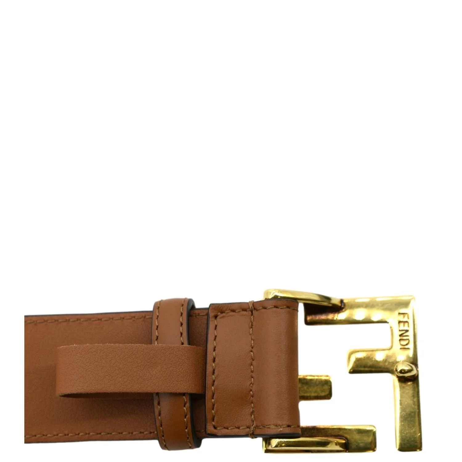 FENDI FF Leather Waist Belt Tan Size 85/34 - Image 2