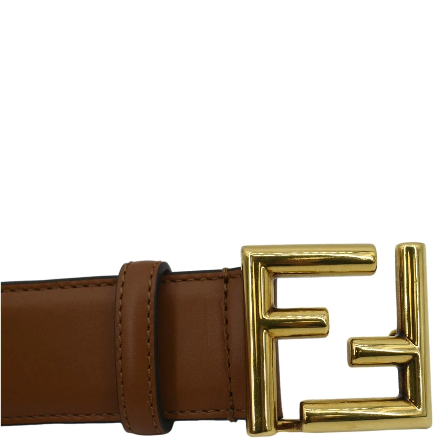 FENDI FF Leather Waist Belt Tan Size 85/34 - Image 4