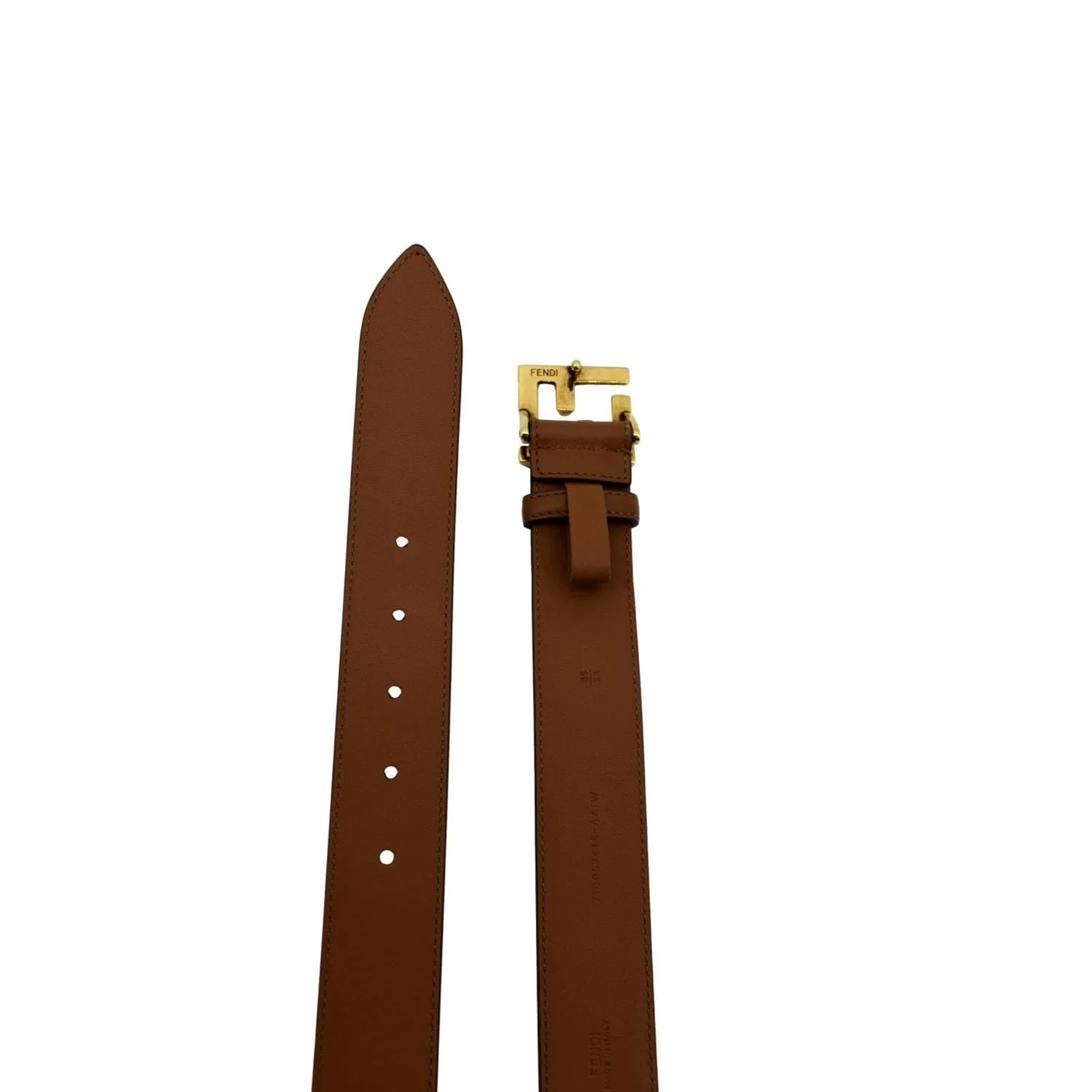 FENDI FF Leather Waist Belt Tan Size 85/34 - Image 5