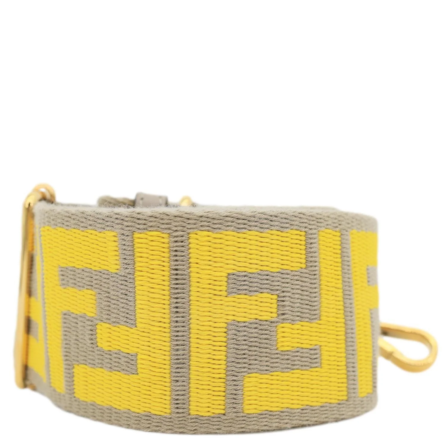 FENDI Strap You FF Canvas Shoulder Strap Yellow
