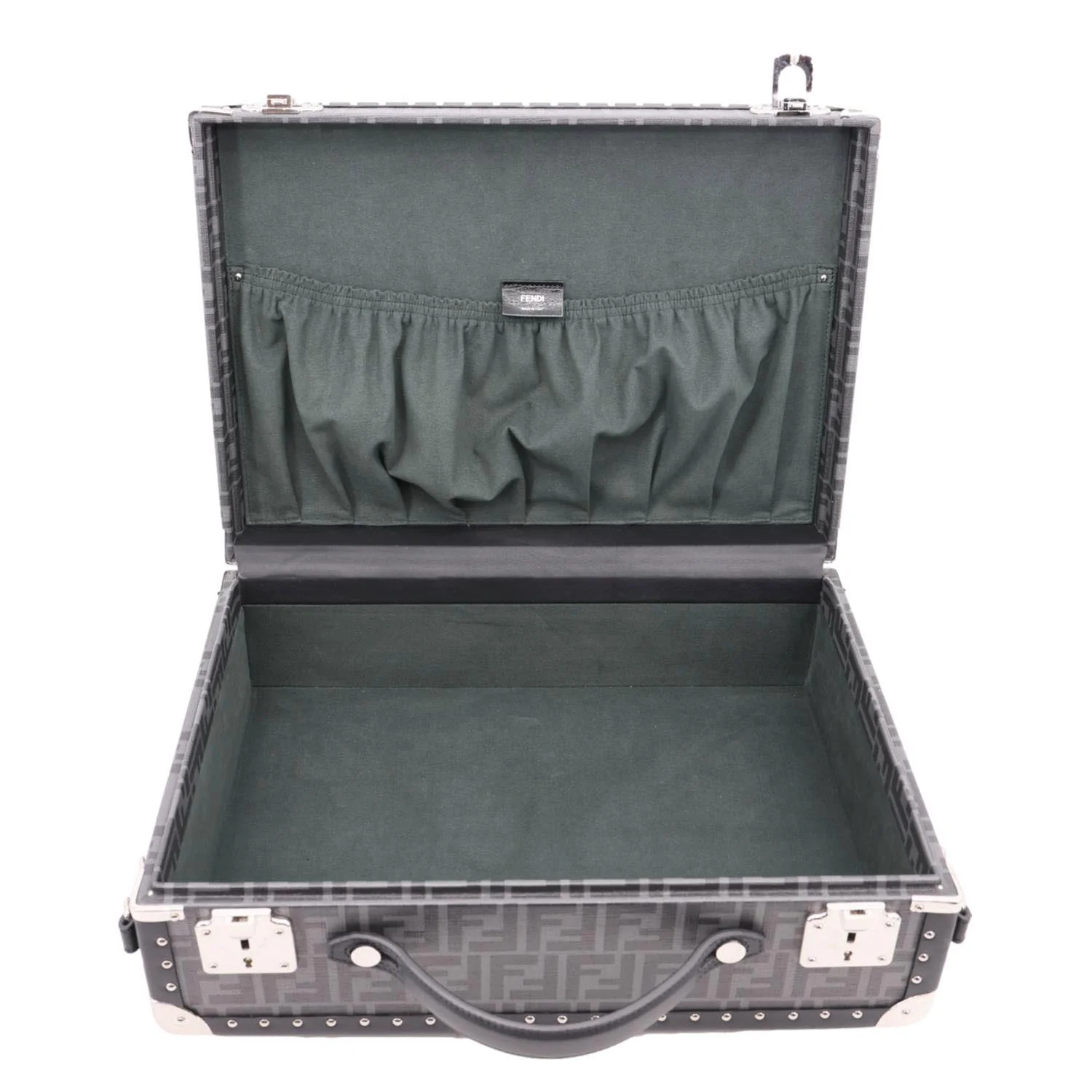 FENDI FF Logo Medium Zucca Canvas Rigid Suitcase Grey - Image 10