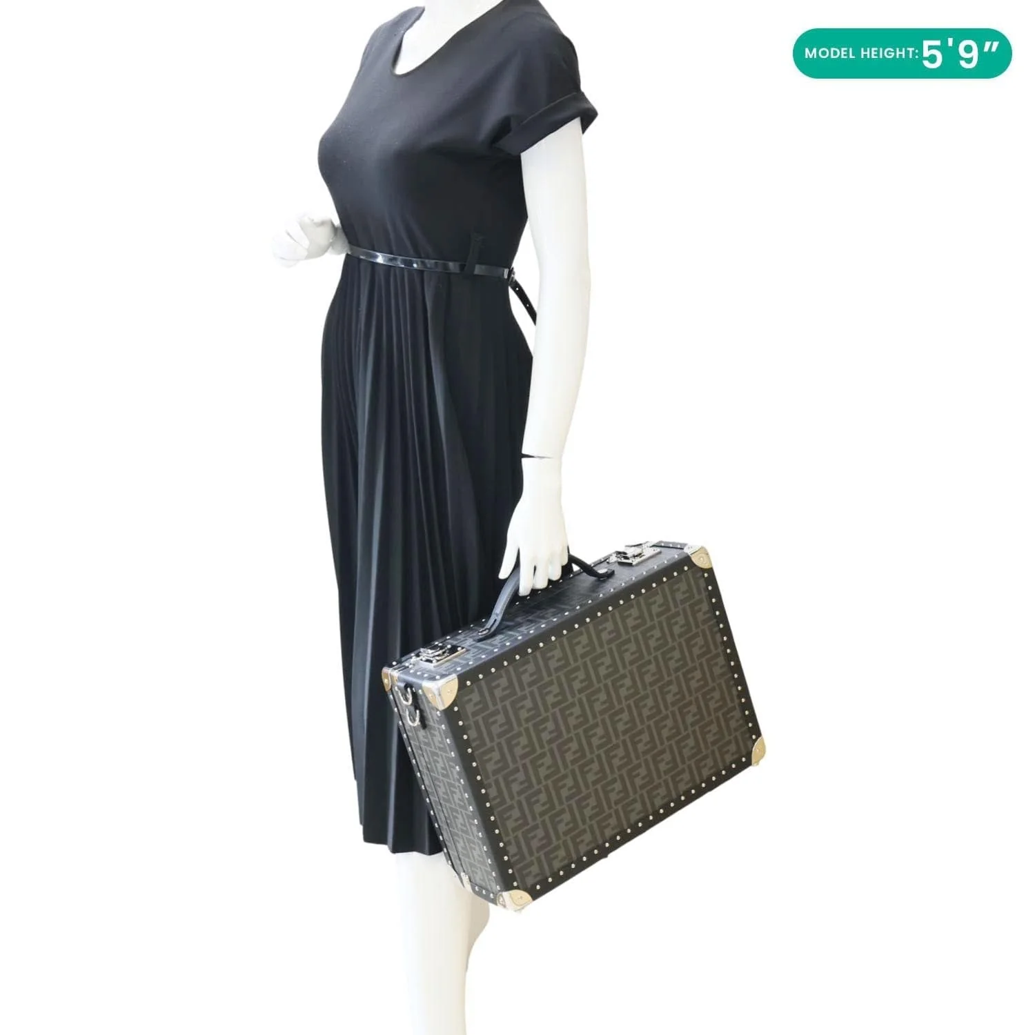 FENDI FF Logo Medium Zucca Canvas Rigid Suitcase Grey - Image 2