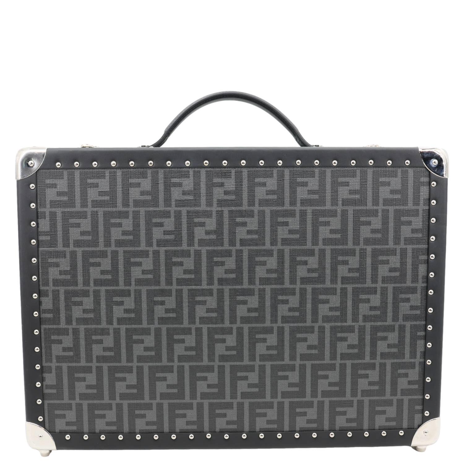 FENDI FF Logo Medium Zucca Canvas Rigid Suitcase Grey - Image 3