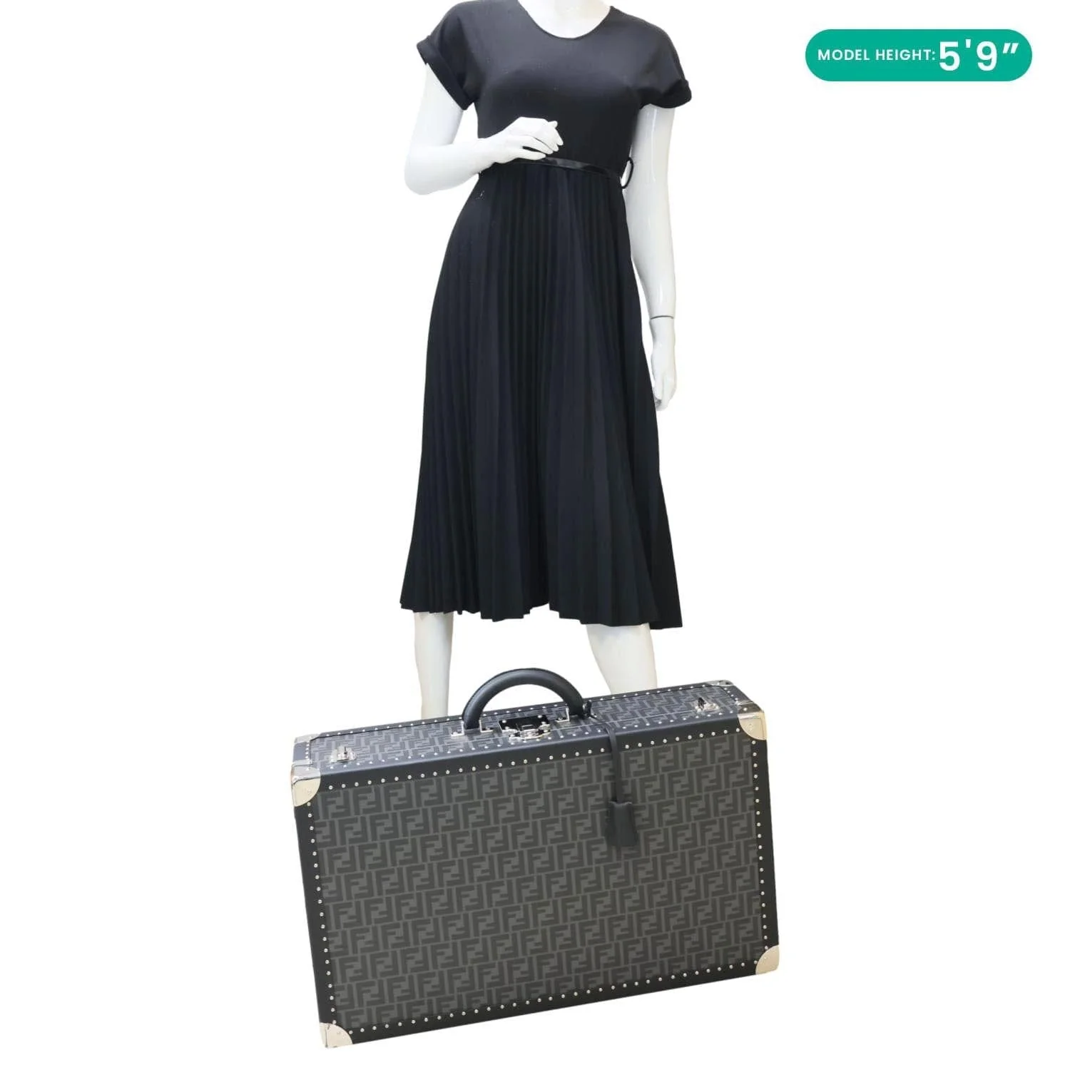 FENDI FF Logo Large Zucca Canvas Rigid Suitcase Grey - Image 2