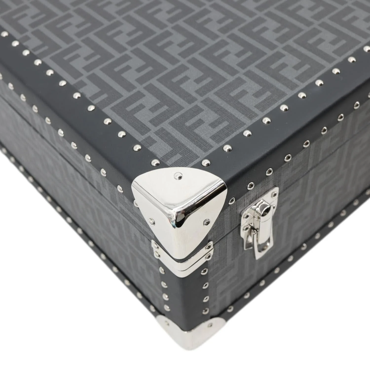 FENDI FF Logo Large Zucca Canvas Rigid Suitcase Grey - Image 7
