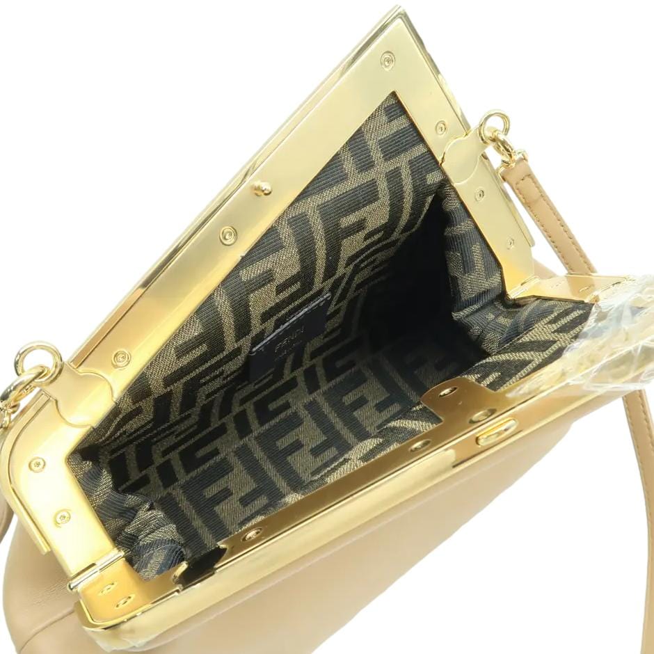 FENDI First Nappa Leather Shoulder Bag Beige - Image 9