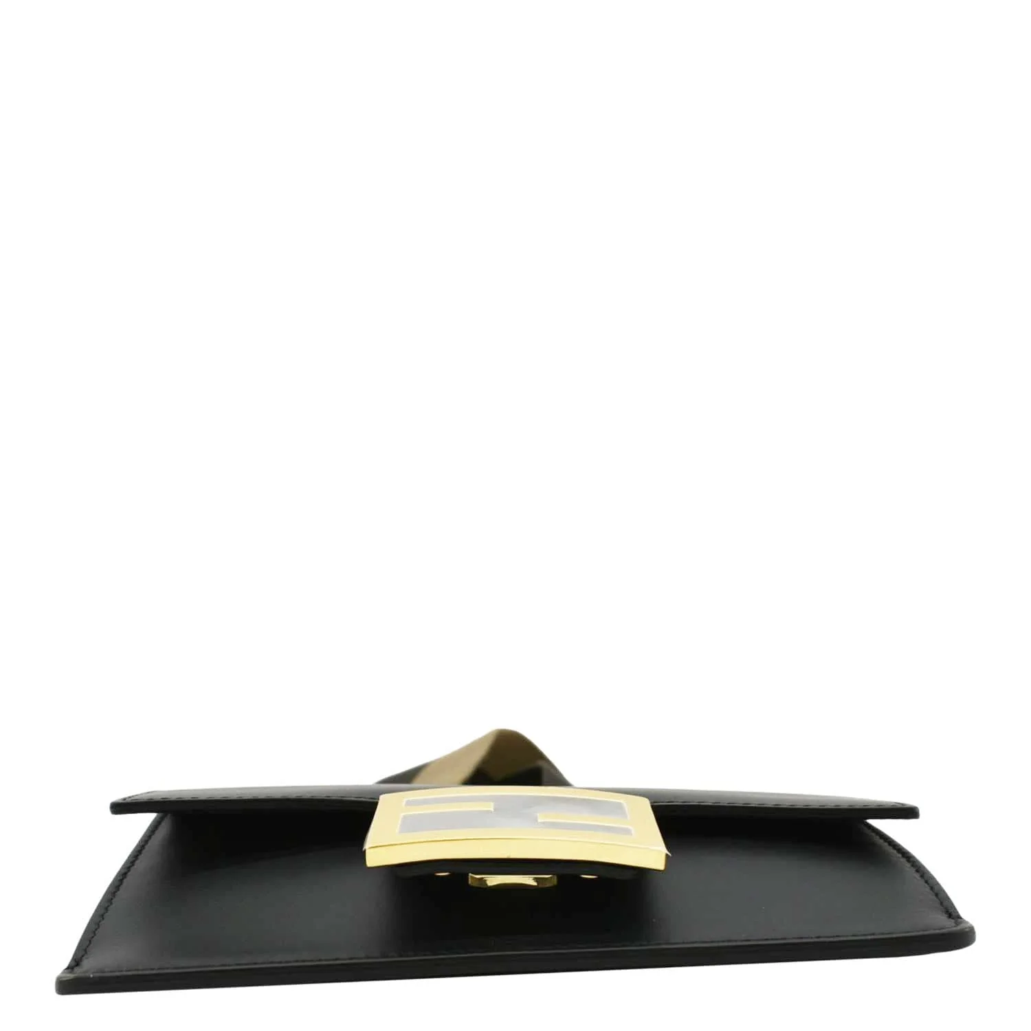 FENDI Flat Baguette Mini Leather Shoulder Bag Black - Image 10