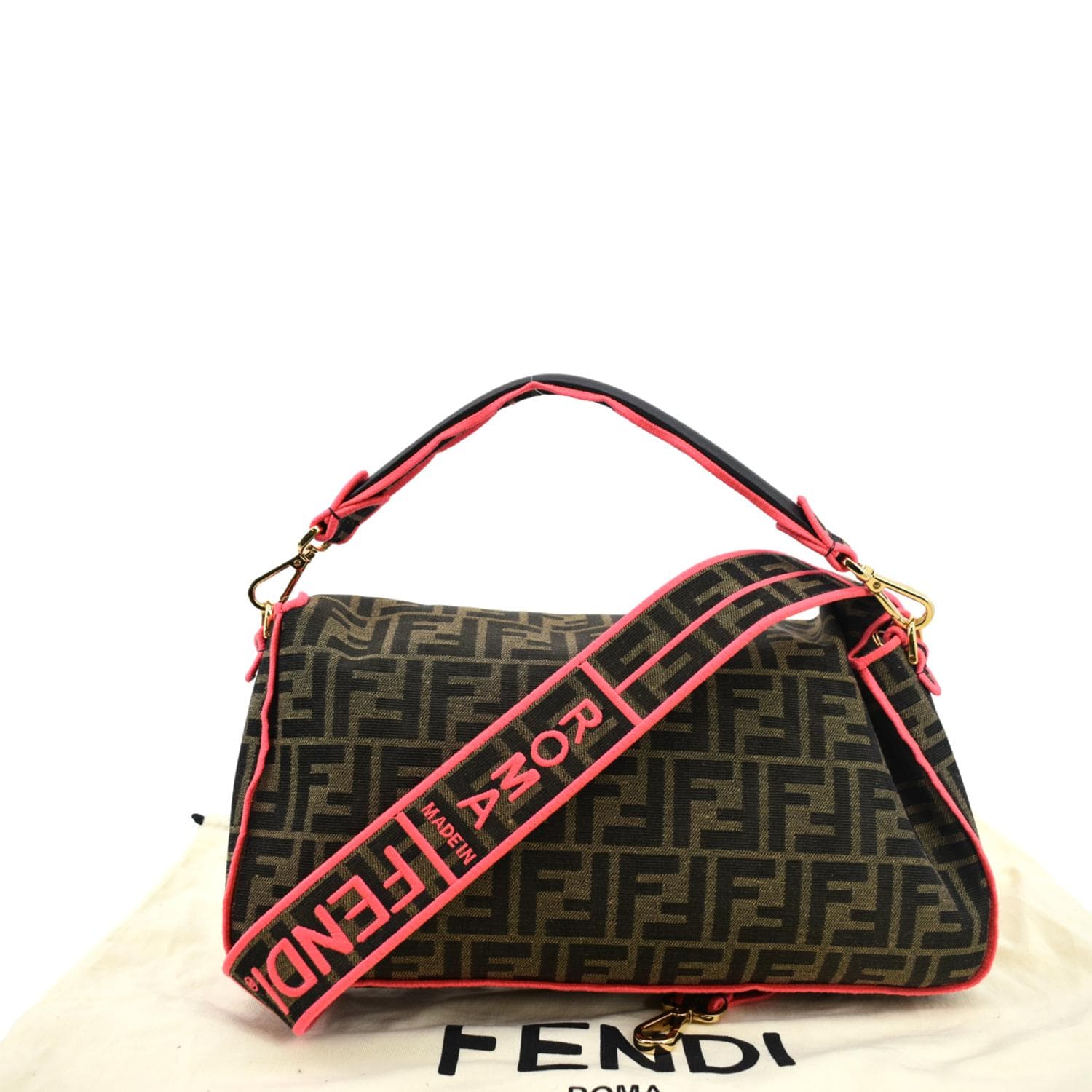 FENDI FF Roma 1974 Jacquard Canvas Shoulder Bag Pink - Hot Deals - Image 3
