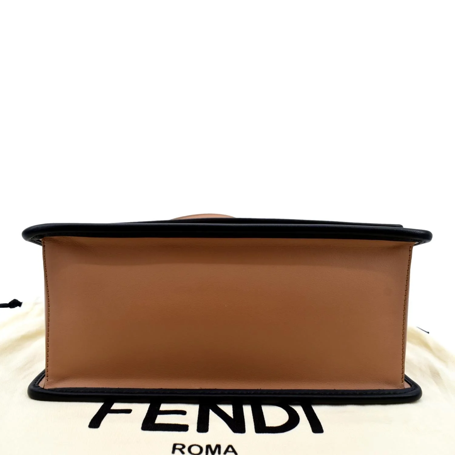 FENDI Kan I F Zucca Leather Shoulder Bag Tan - Image 9