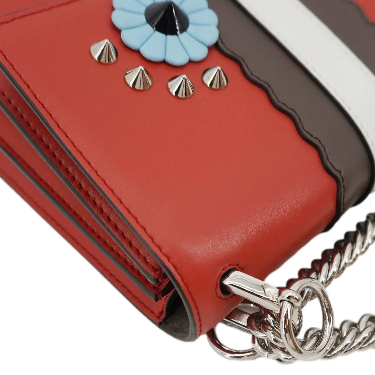 FENDI Studded Kan I Vitello Liberty Lucido Catalan Leather Shoulder Bag Multicolor - Image 5