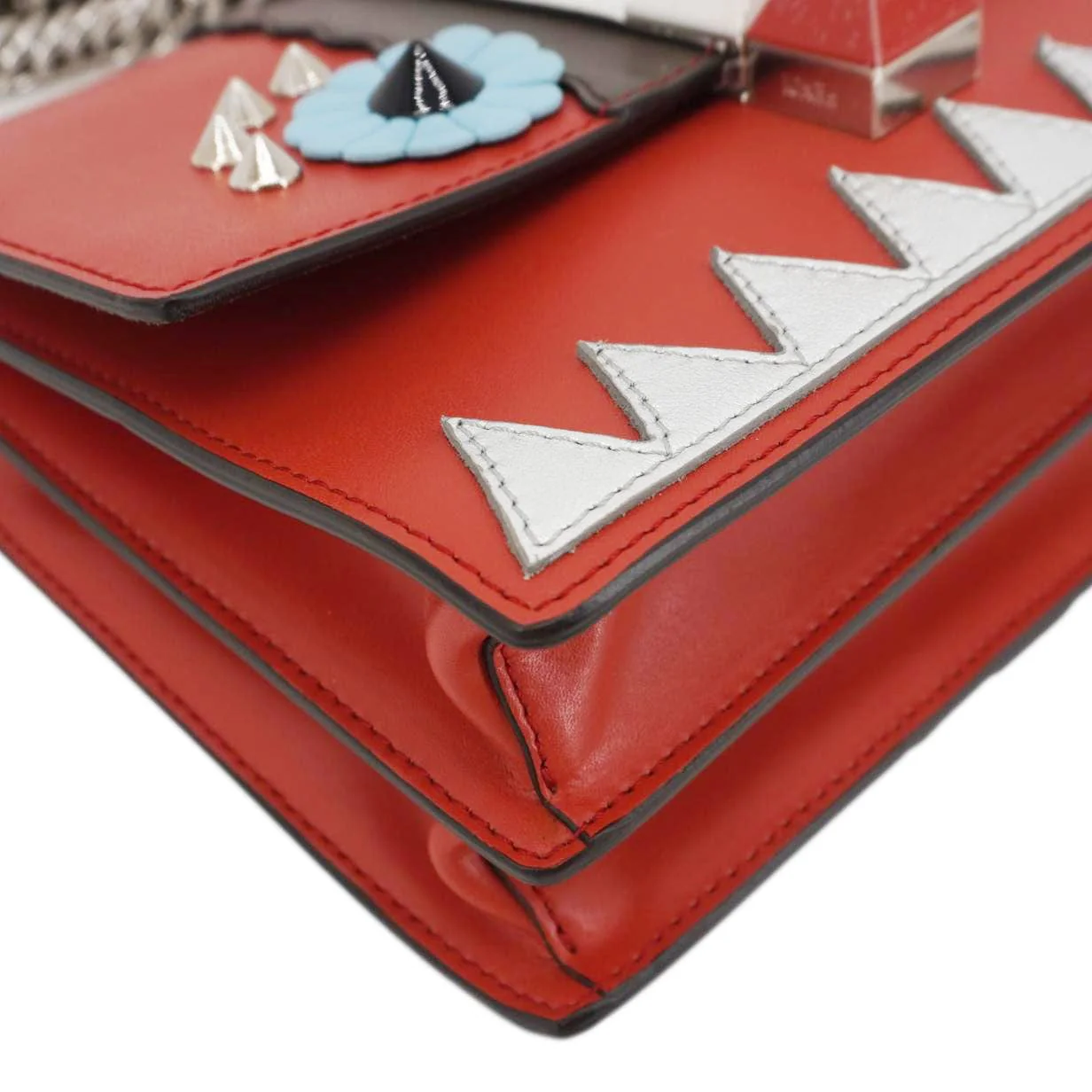 FENDI Studded Kan I Vitello Liberty Lucido Catalan Leather Shoulder Bag Multicolor - Image 9