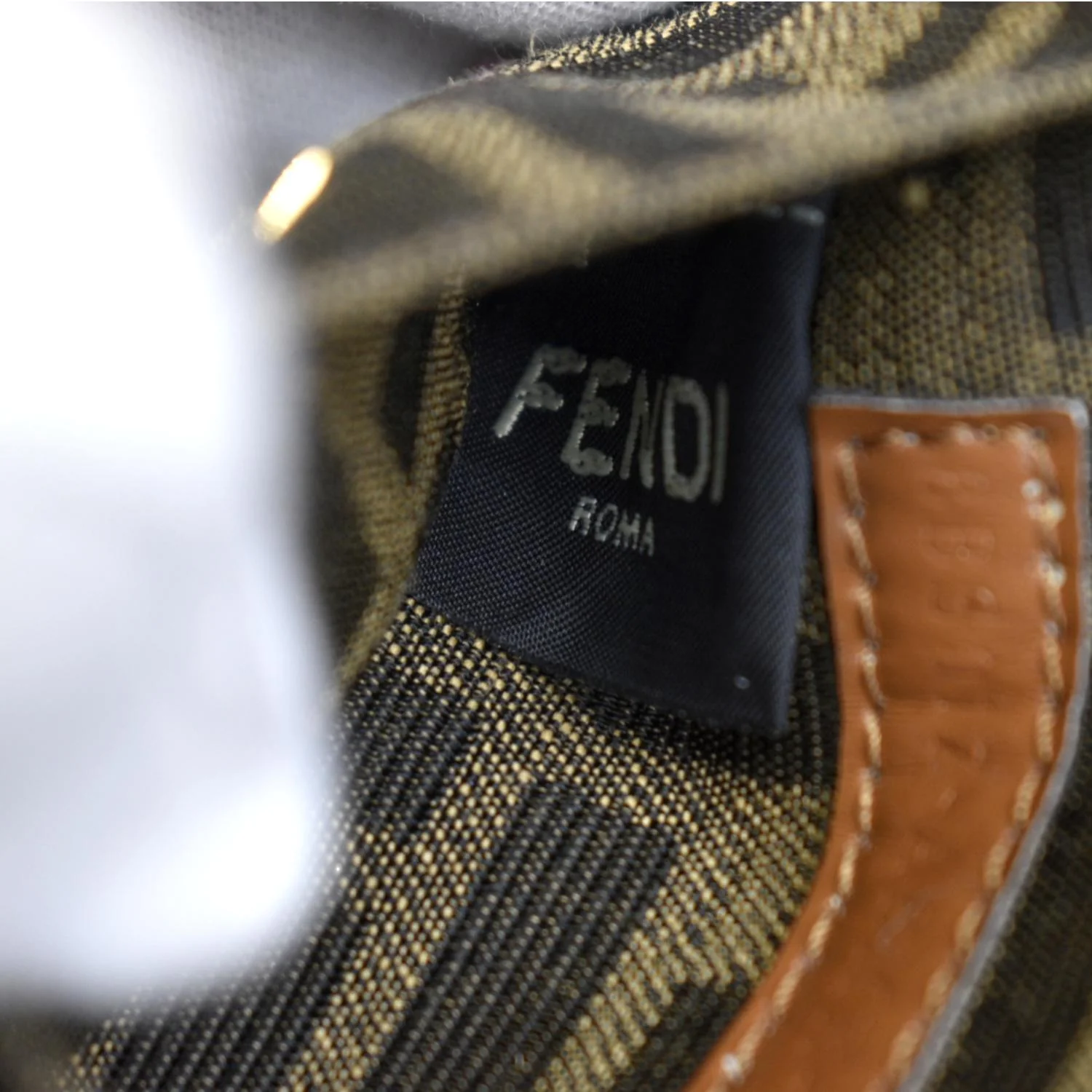 FENDI Mini Baguette Woven Jacquard Fabric Shoulder Bag Brown - Image 14