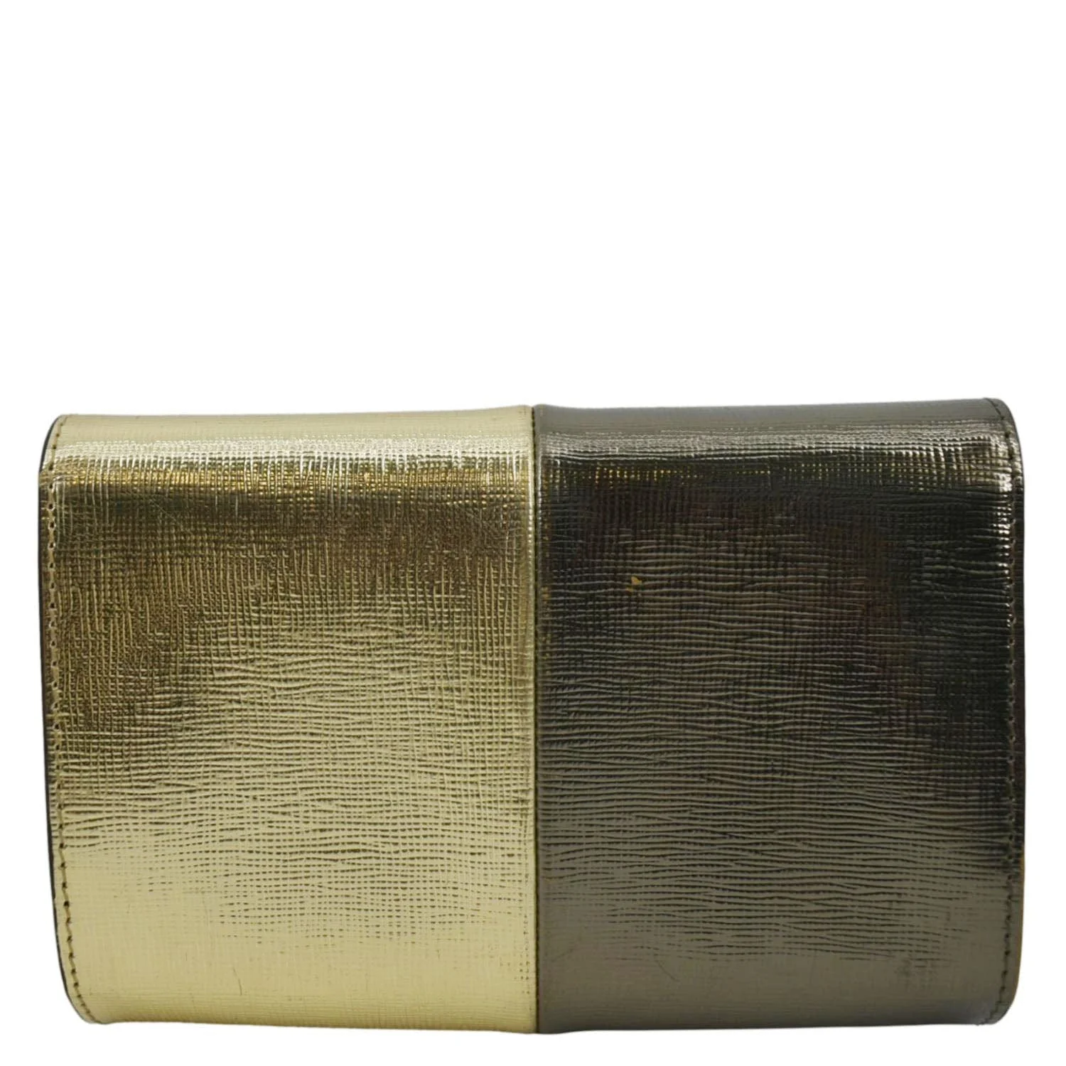 FENDI Mini Rush Saffiano Leather Chain Shoulder Wallet Metallic Gold - Image 4