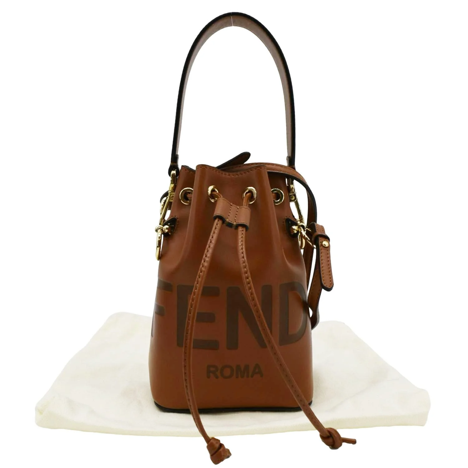 FENDI Mon Tresor Leather Bucket Hobo Bag Brown - Image 3