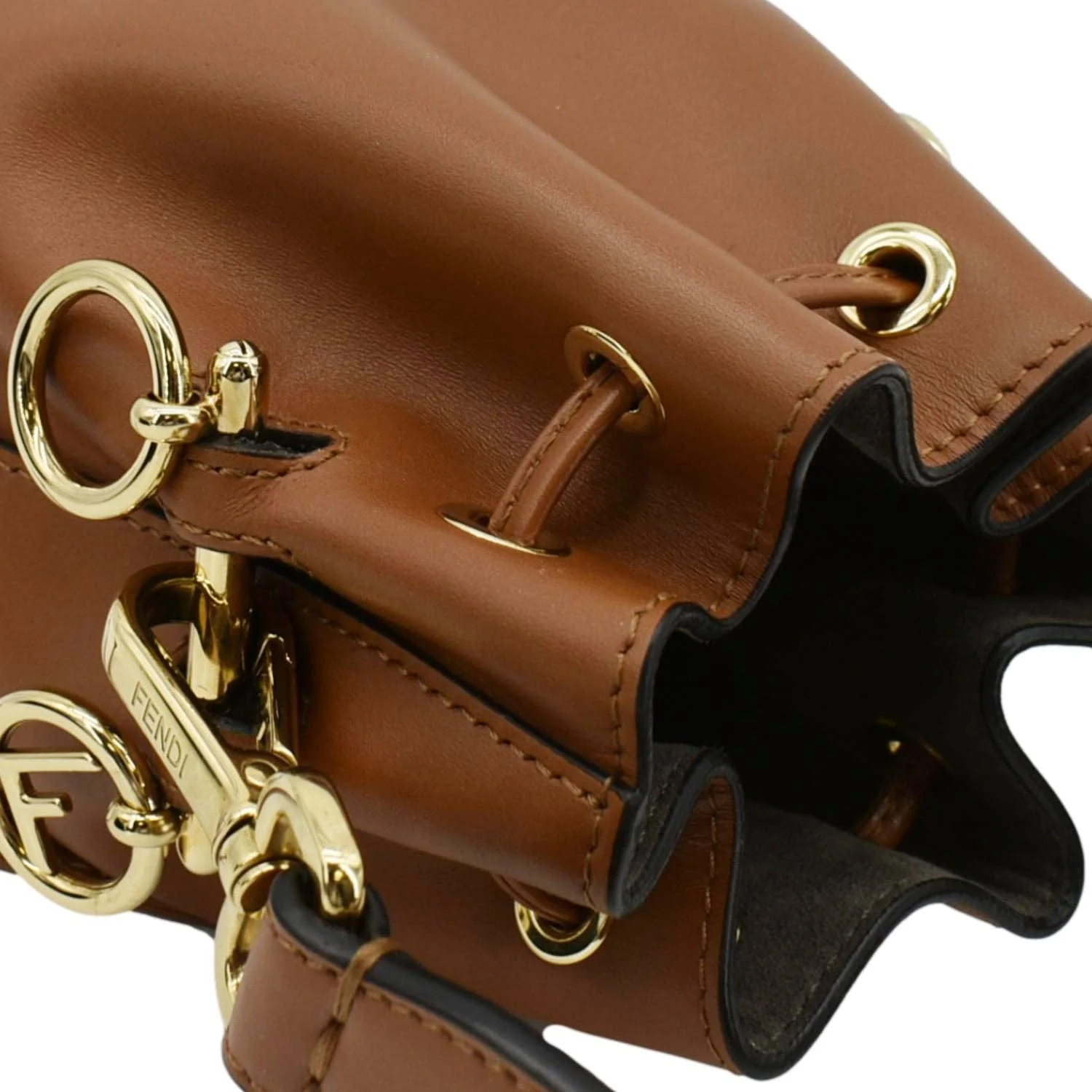 FENDI Mon Tresor Leather Bucket Hobo Bag Brown - Image 6