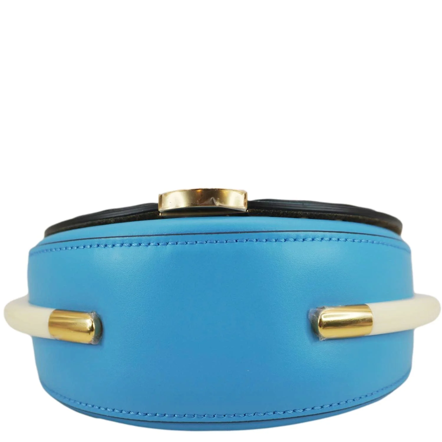 FENDI Moonlight Leather Crossbody Saddle Bag Blue - Image 10
