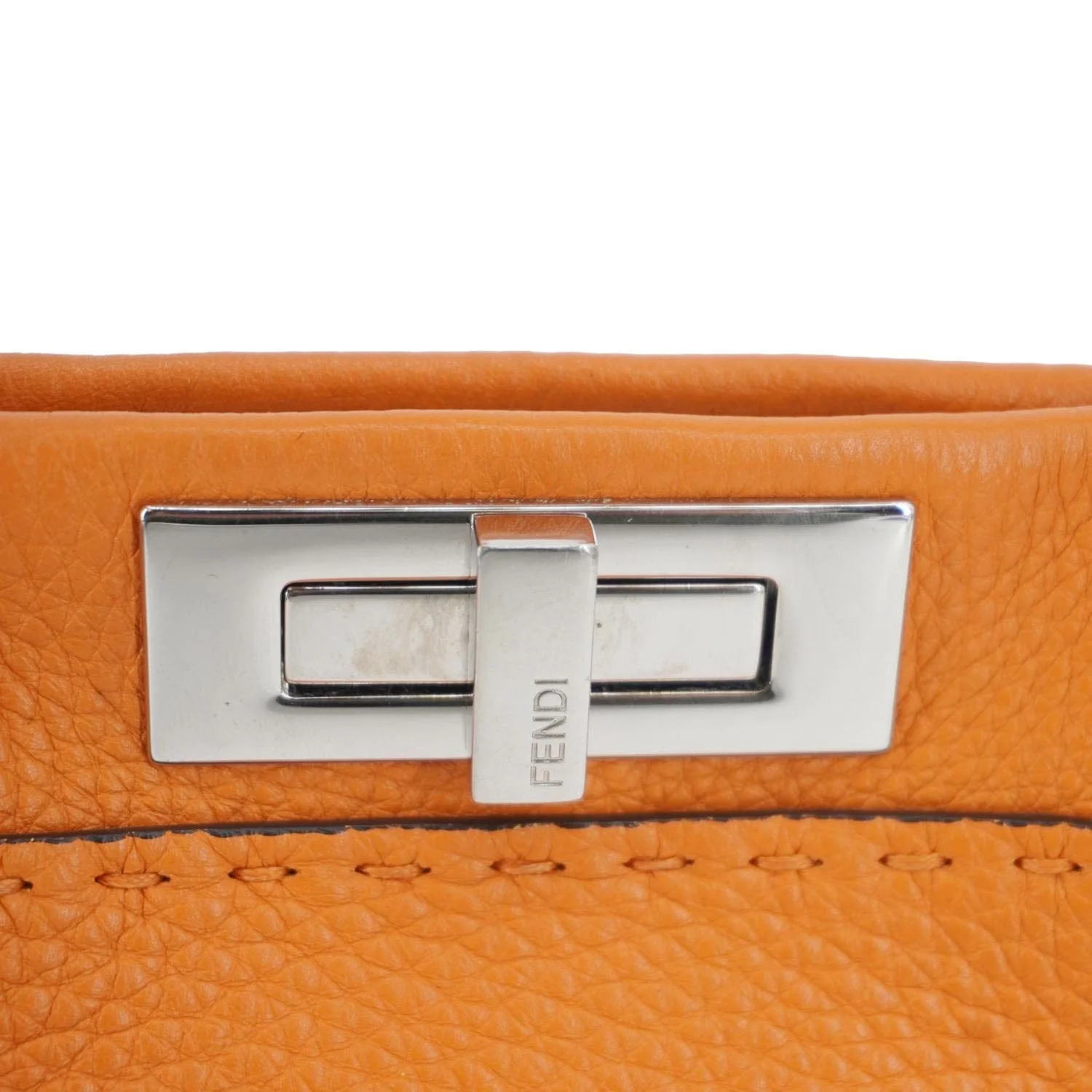 FENDI Peekaboo Iconic Medium Leather Satchel Shoulder Bag Orange - Image 18