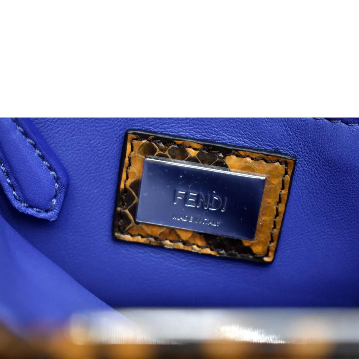 FENDI Peekaboo Mini Python Leather Shoulder Bag Brown - Image 10