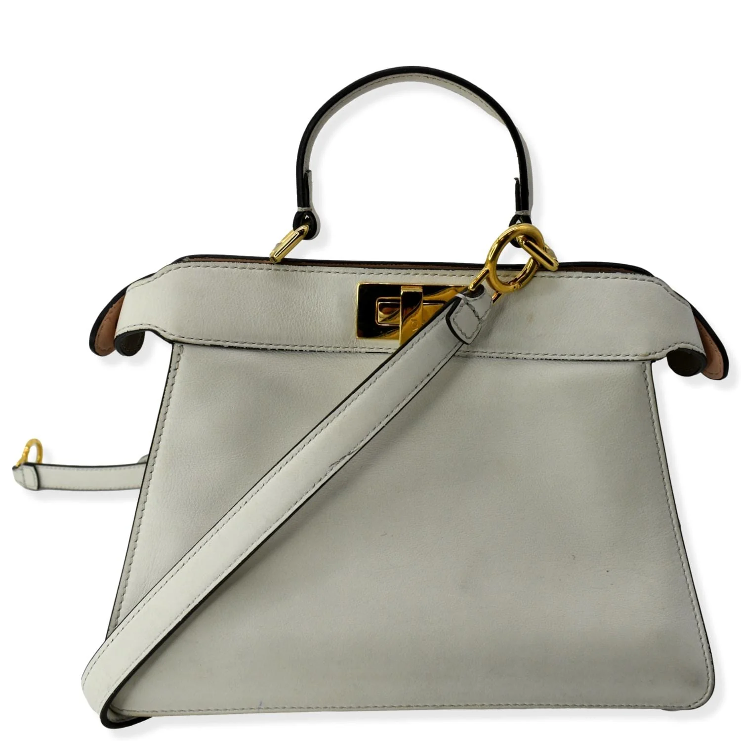 FENDI Peekaboo Iseeu Small Leather Tote Bag White - Image 3