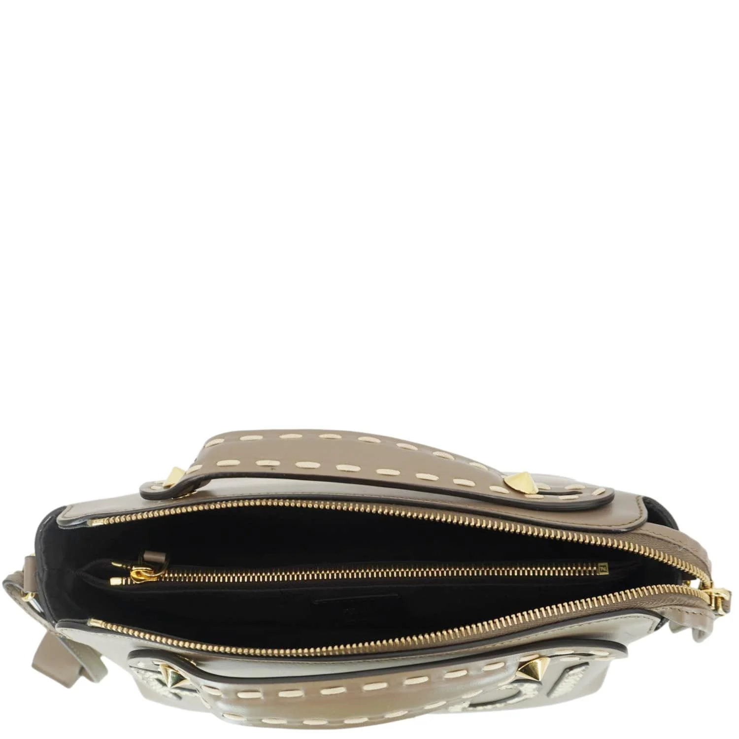 FENDI By The Way Medium Leather Python Print Logo Boston Bag Beige - Image 12
