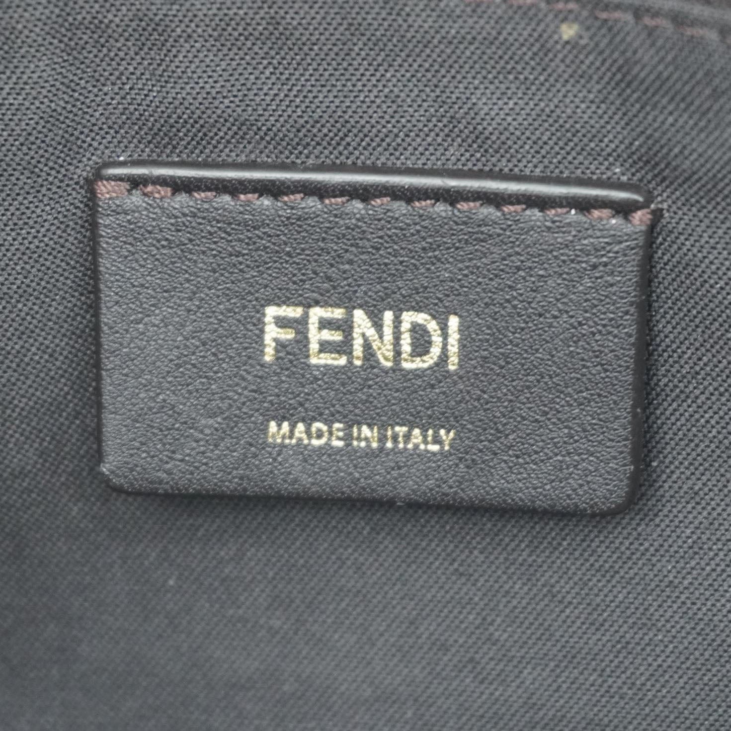 FENDI By The Way Medium Leather Python Print Logo Boston Bag Beige - Image 15