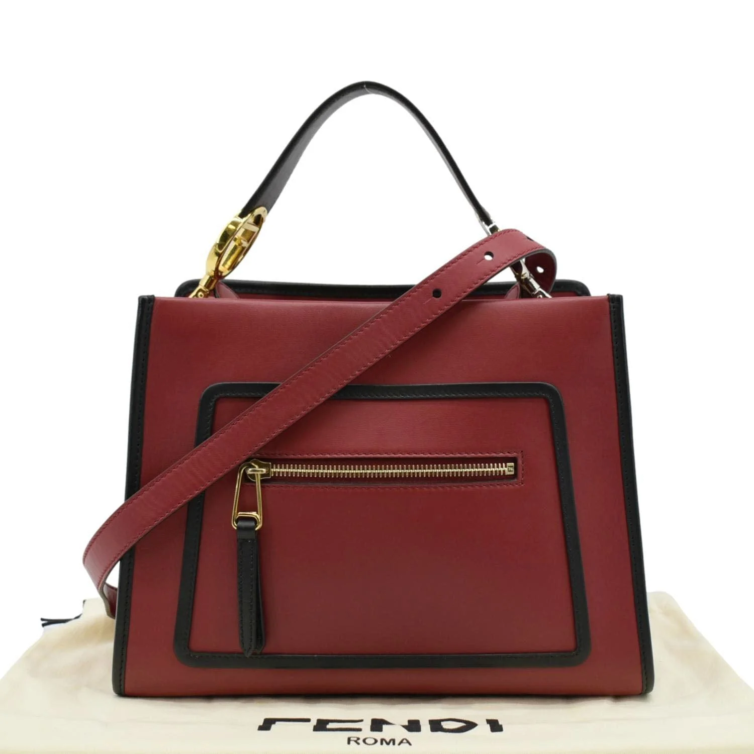 FENDI Runaway Small Leather Tote Bag Red - Image 3