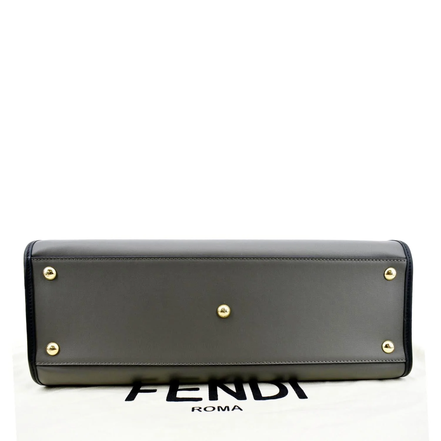 FENDI Runway Shopper Leather Tote Shoulder Bag Grey - Image 9