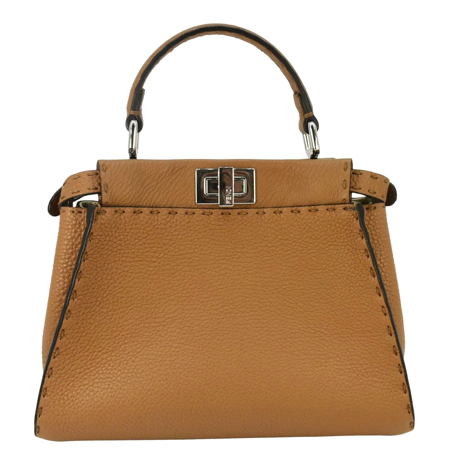FENDI Selleria Peekaboo Leather Crossbody Bag Brown - Image 5