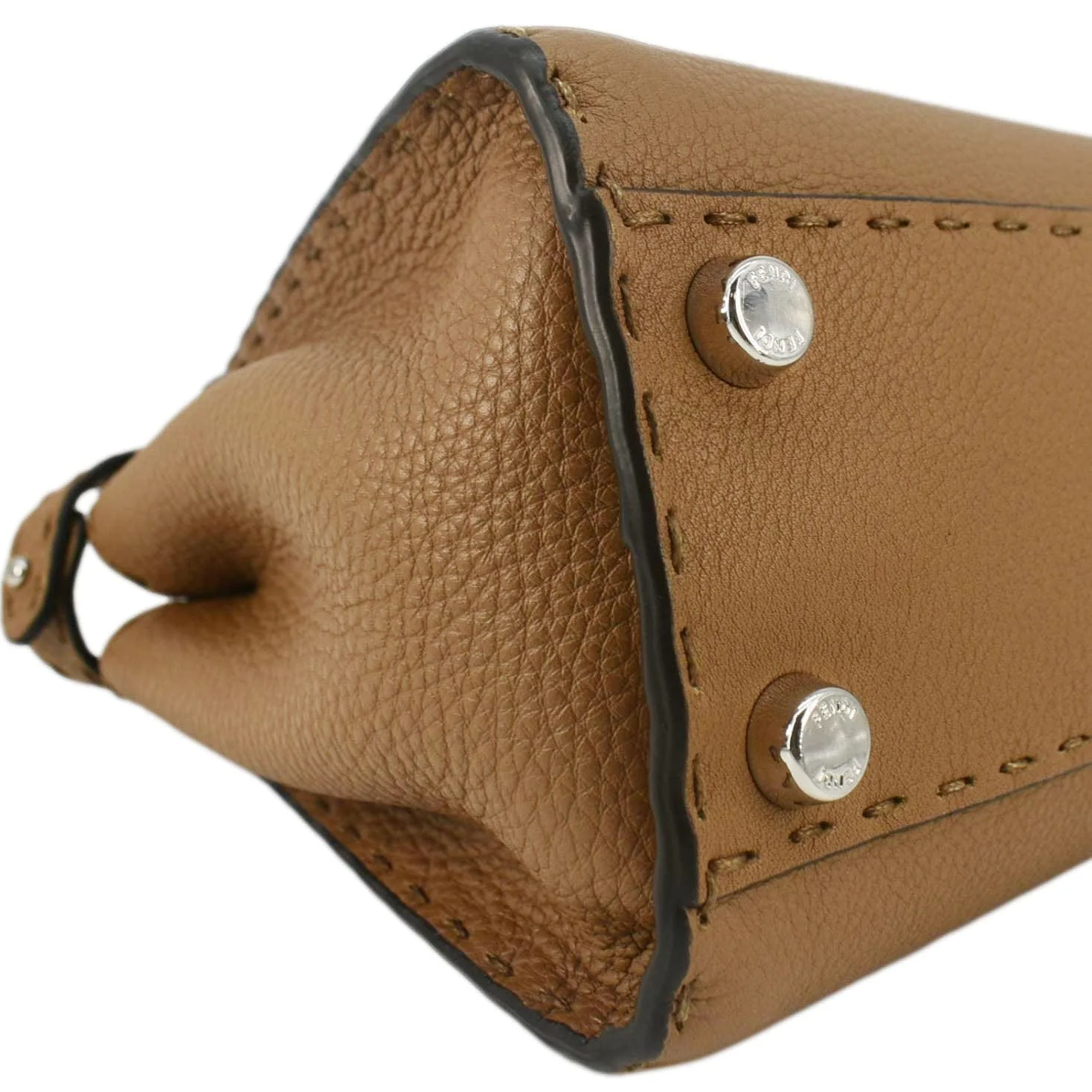 FENDI Selleria Peekaboo Leather Crossbody Bag Brown - Image 9