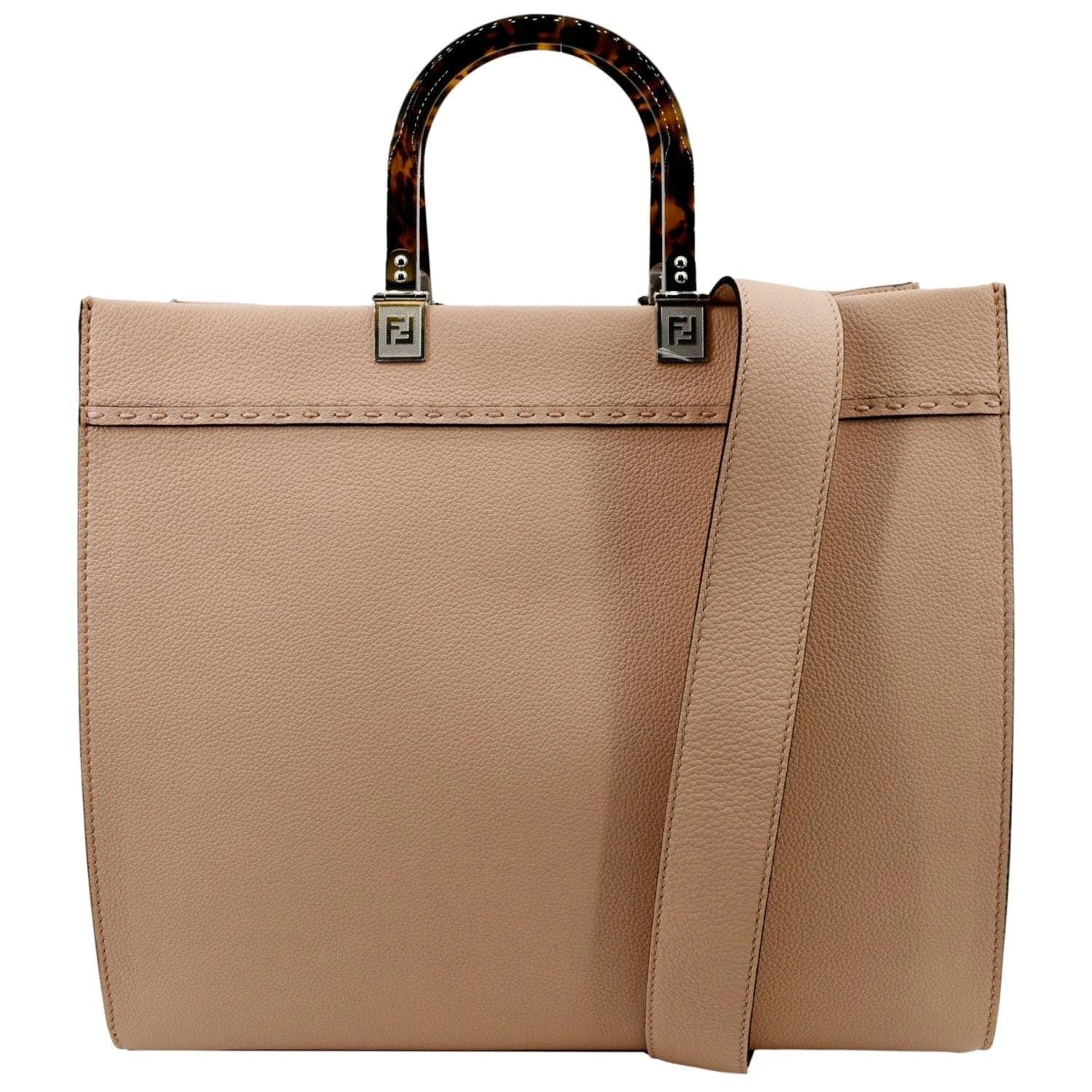 FENDI Sunshine Medium Full Grain Shopper Tote Beige - Image 3