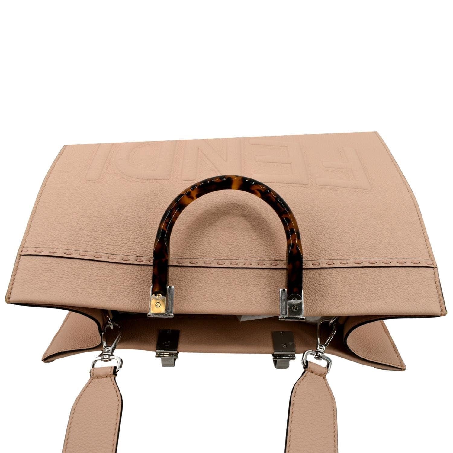 FENDI Sunshine Medium Full Grain Shopper Tote Beige - Image 4