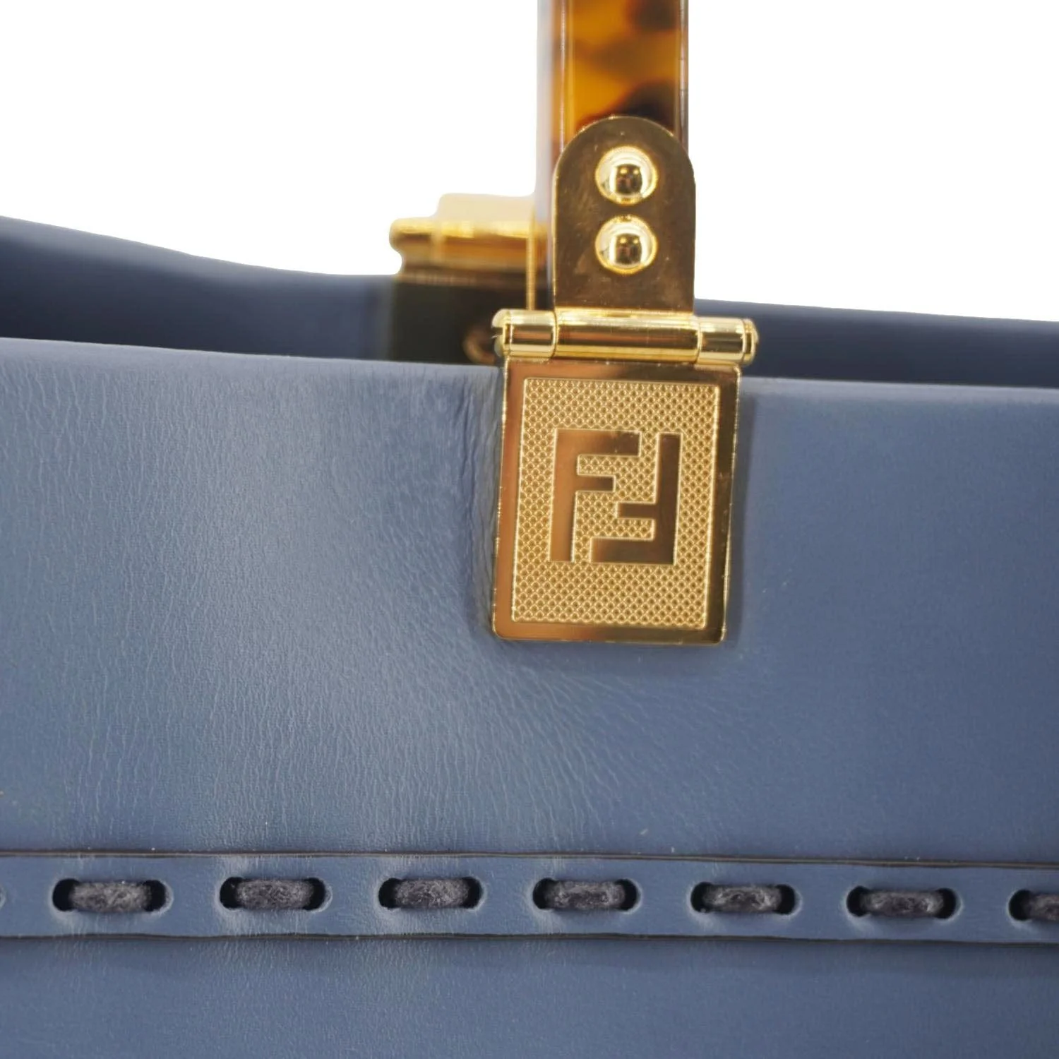 FENDI Sunshine Leather Crossbody Tote Bag Blue - Image 17