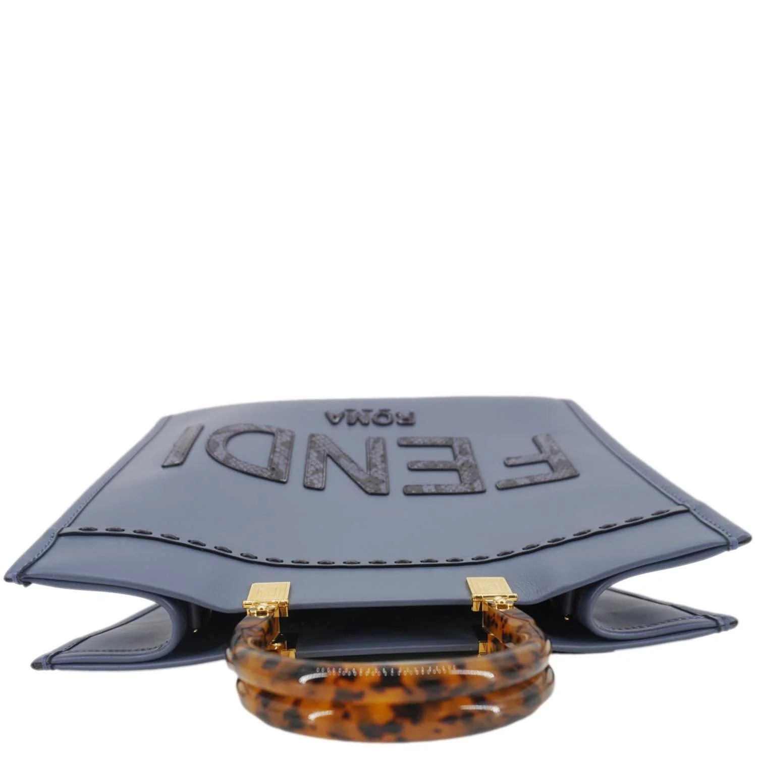 FENDI Sunshine Leather Crossbody Tote Bag Blue - Image 5