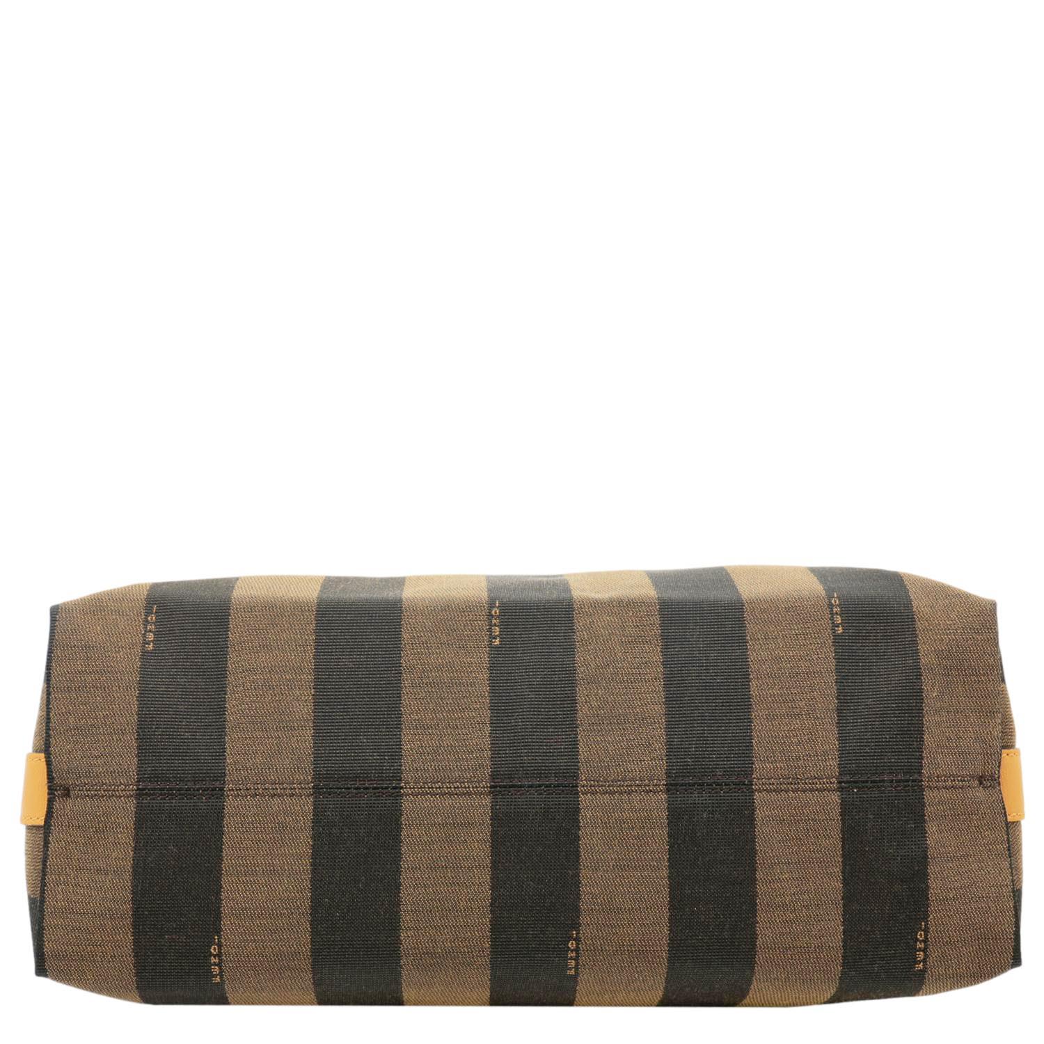 FENDI Pequin Stripe Canvas Hobo Bag Tobacco - Image 10
