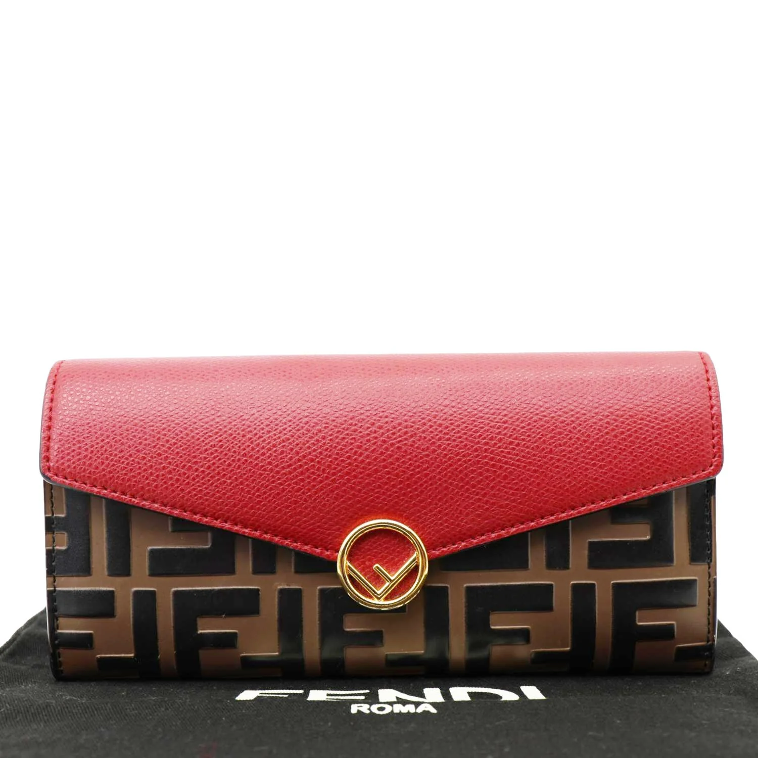 FENDI F Is Fendi Cruise Vitello Leather Continental Wallet Red - Image 3
