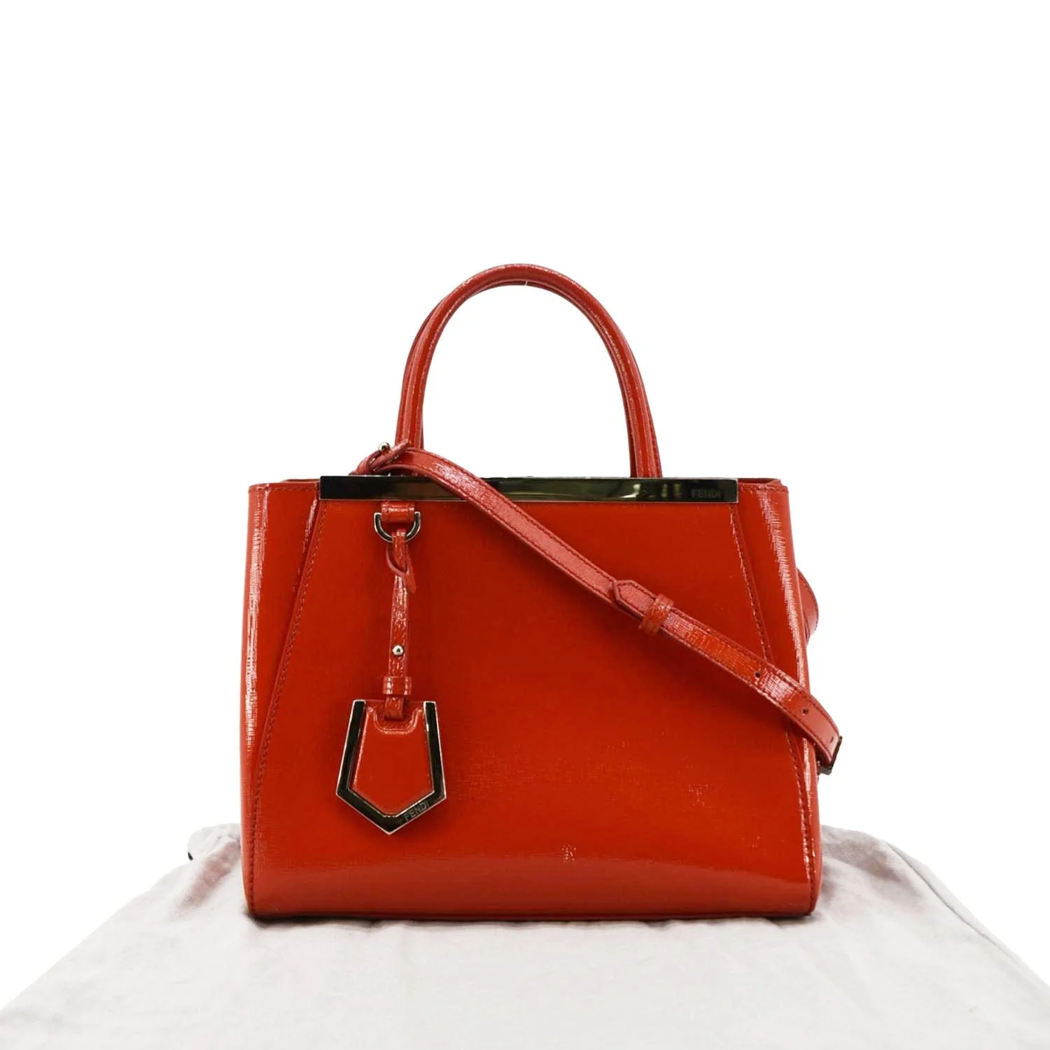 FENDI Petite 2Jours Vitello Elite Leather Tote Shoulder Bag Red - Image 3