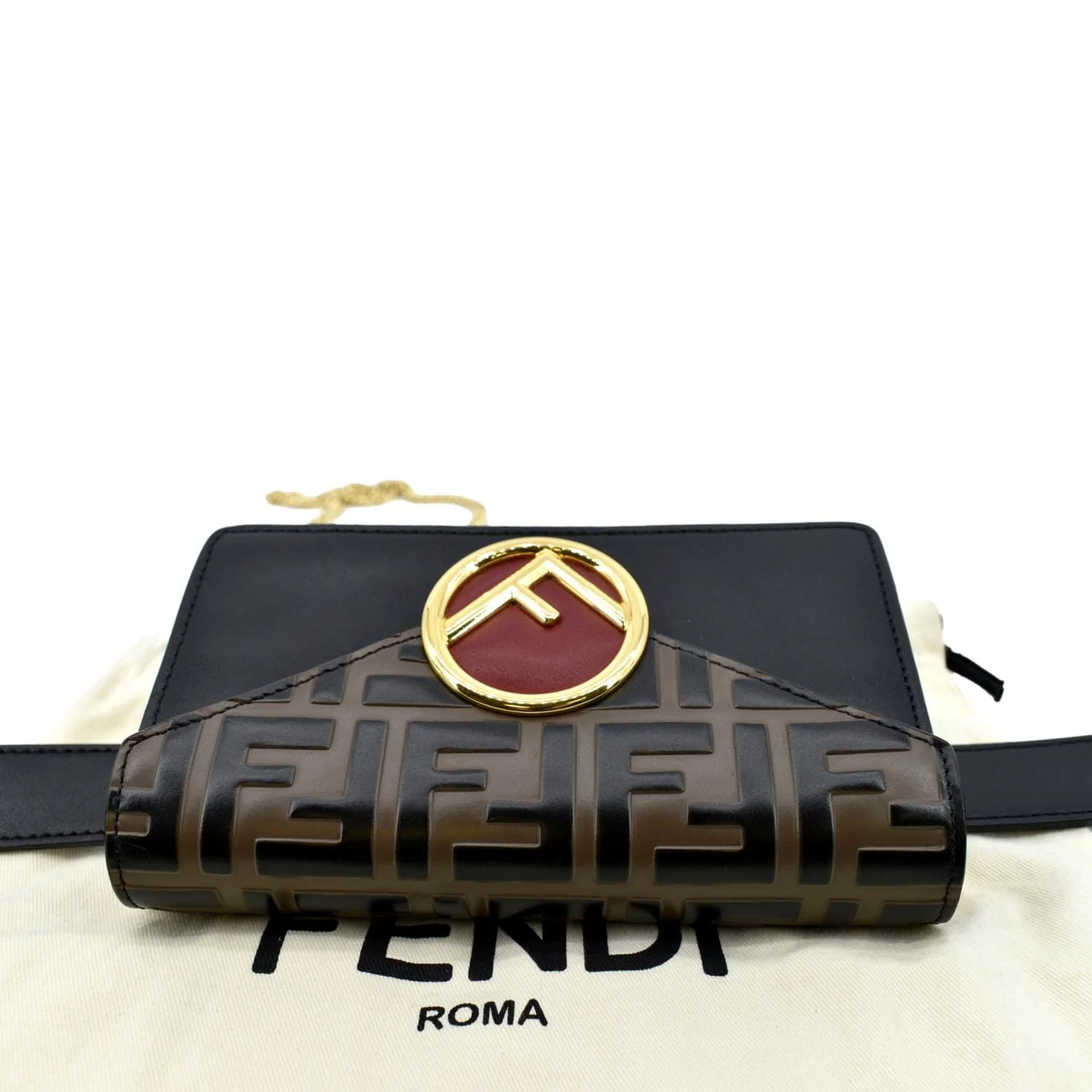 FENDI Liberty F Vitello Leather Crossbody Belt Bag Black - Image 11