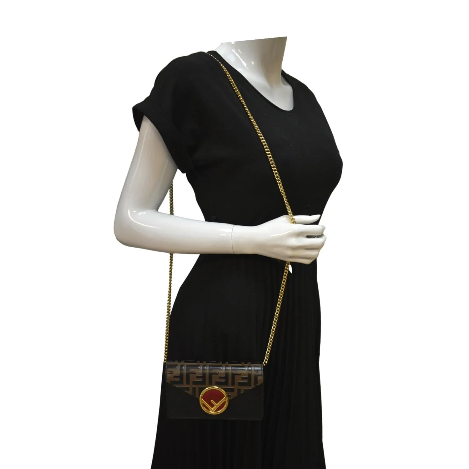 FENDI Liberty F Vitello Leather Crossbody Belt Bag Black - Image 2