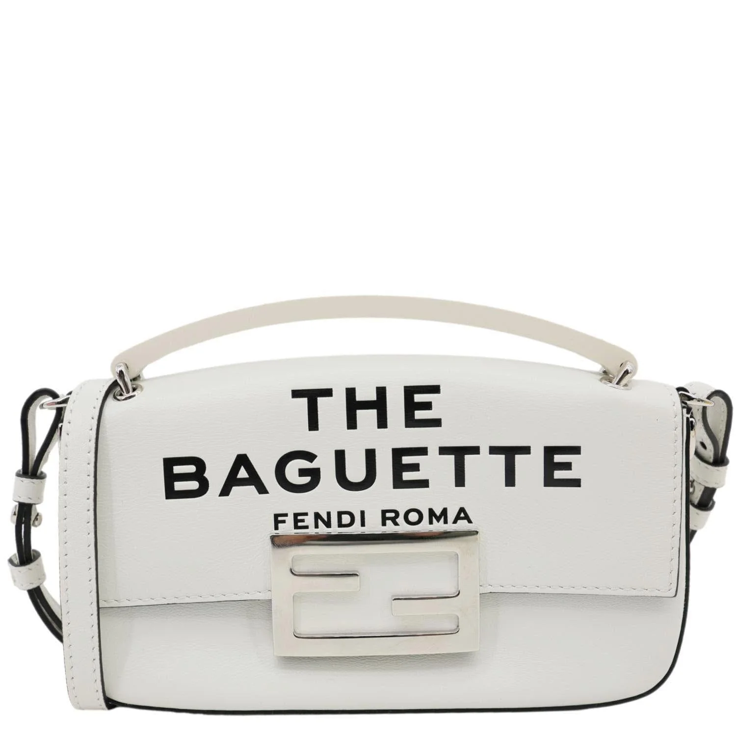 FENDI x Marc Jacobs Bow Printed Leather Baguette Bag Off White