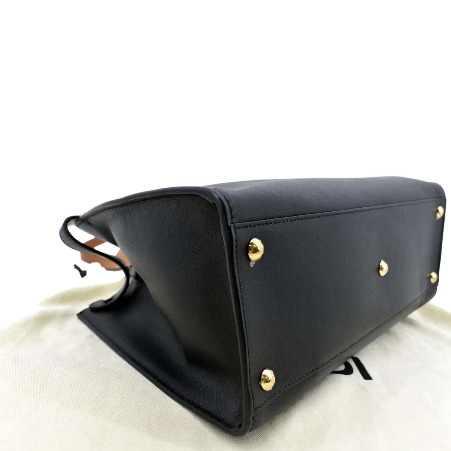 FENDI Peekaboo X-Lite Leather Tote Bag Black - Image 11
