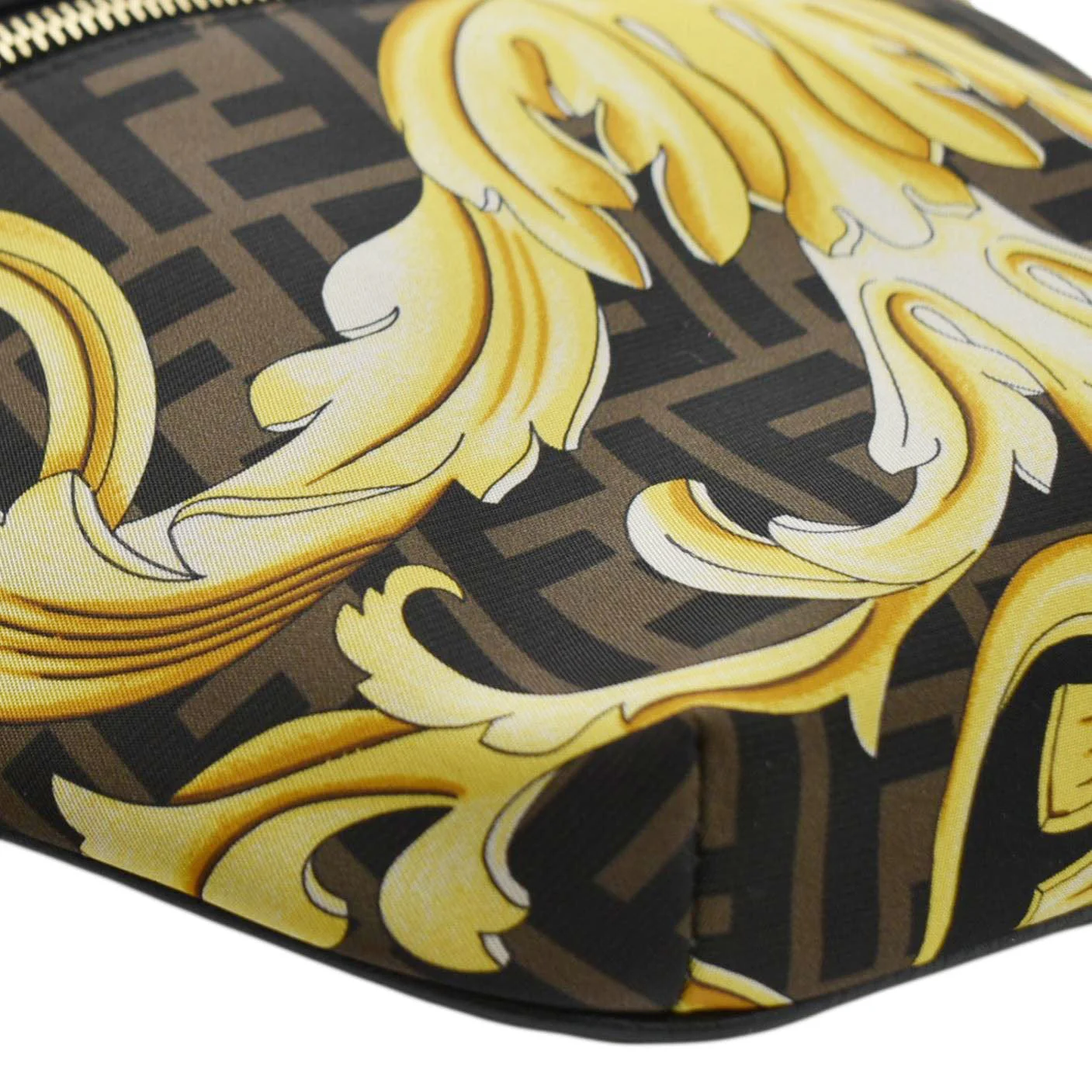 VERSACE X FENDI FF Baroque Nylon Belt Bag Gold - Image 8