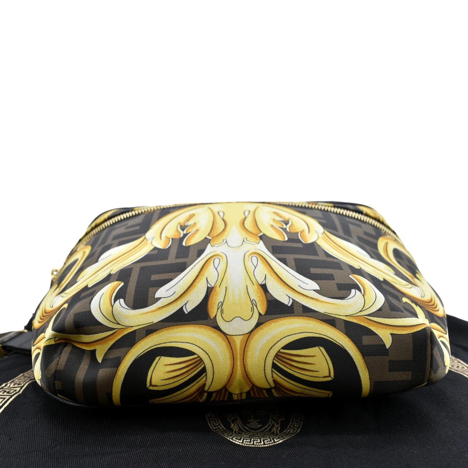 FENDI X Versace FF Baroque Nylon Belt Bag Gold - Image 10