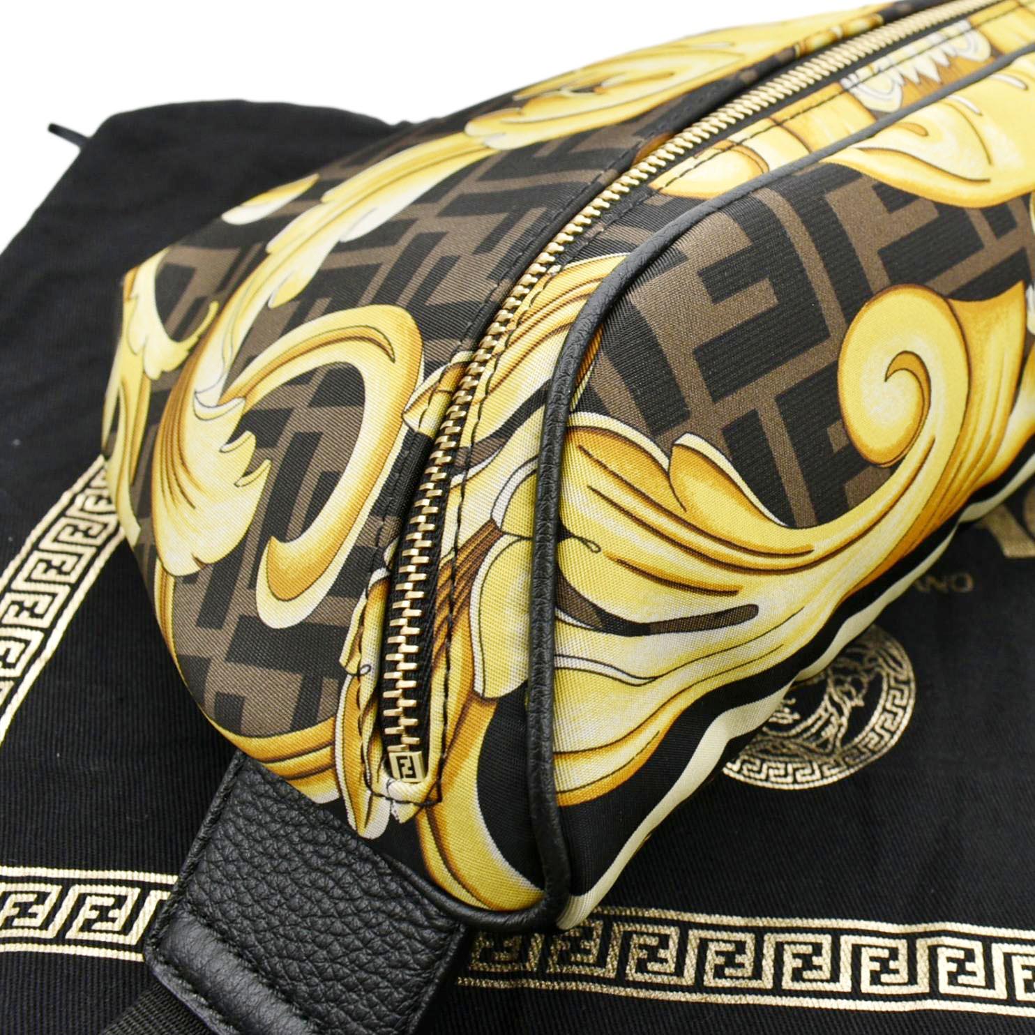 FENDI X Versace FF Baroque Nylon Belt Bag Gold - Image 7