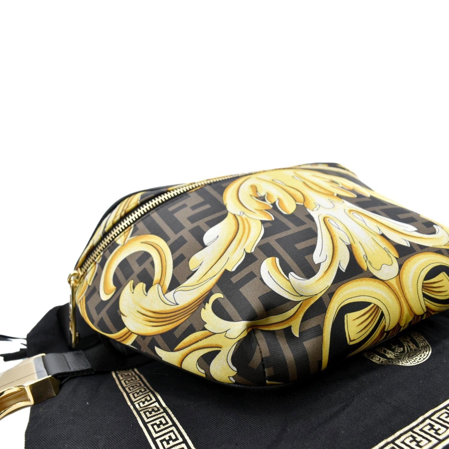FENDI X Versace FF Baroque Nylon Belt Bag Gold - Image 9