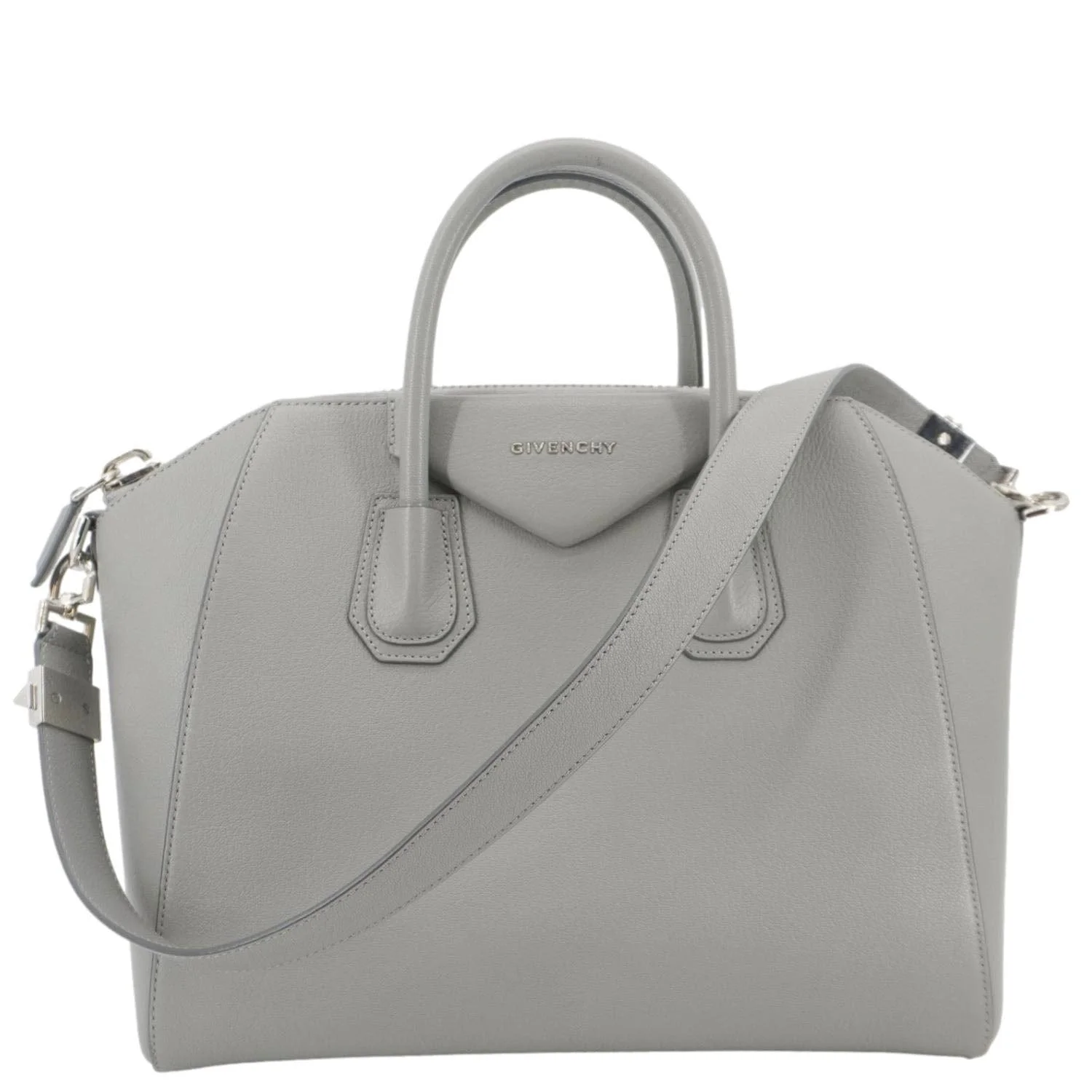 GIVENCHY Antigona Leather Shoulder Bag Gray