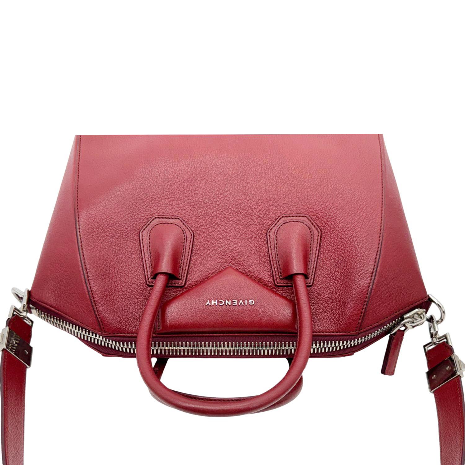 GIVENCHY Antigona Leather Satchel Shoulder Bag Maroon - Image 5