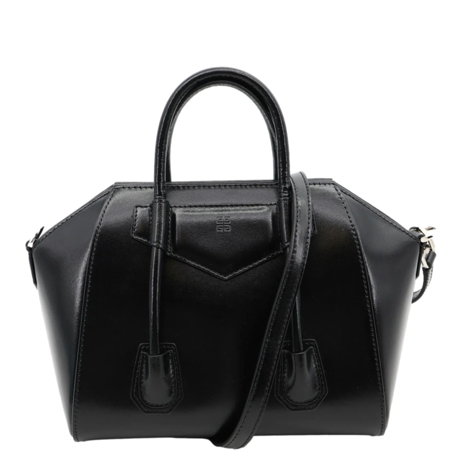 GIVENCHY Antigona Mini Lock Leather Shoulder Bag Black - Image 3