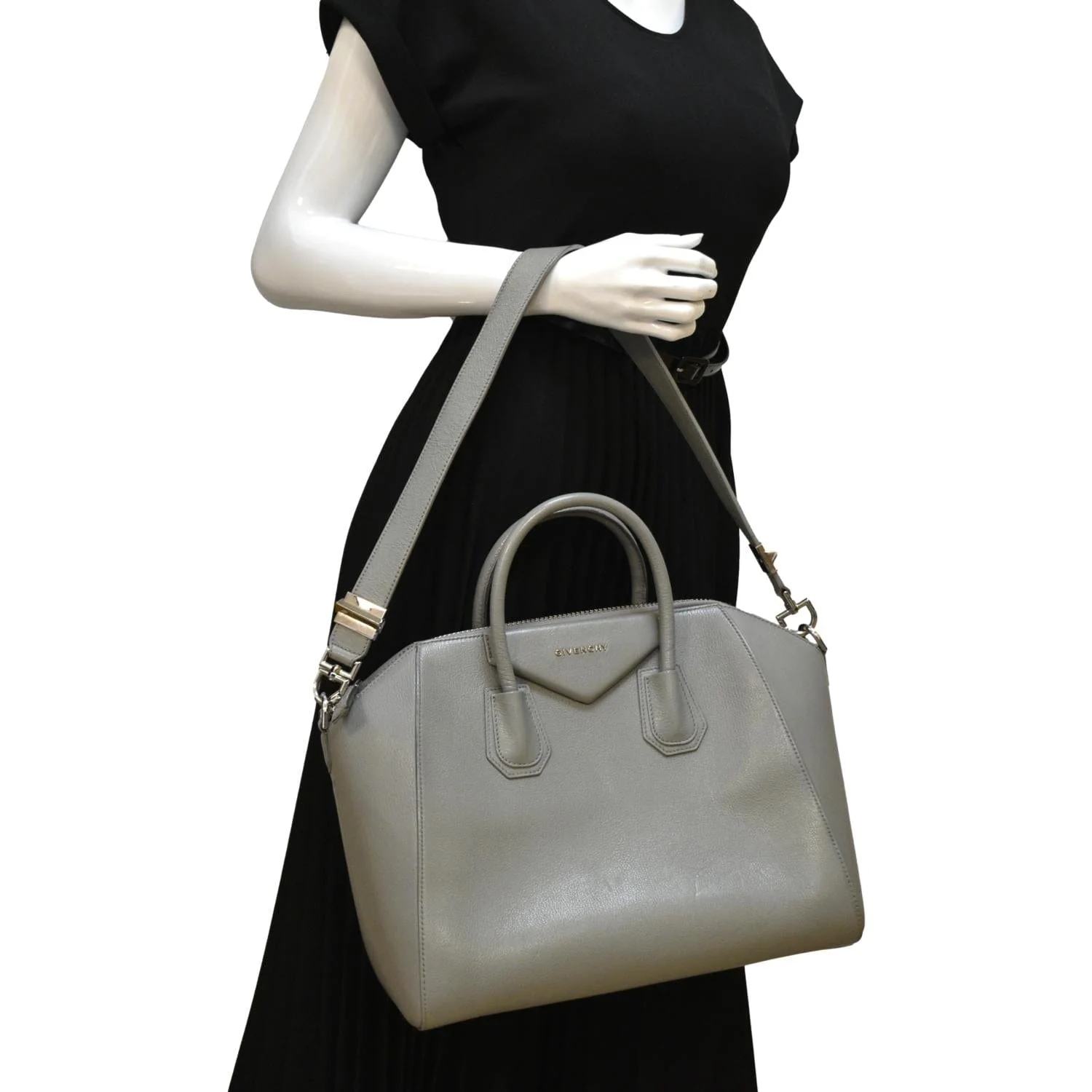 GIVENCHY Antigona Medium Calfskin Leather Shoulder Bag Gray - Image 2