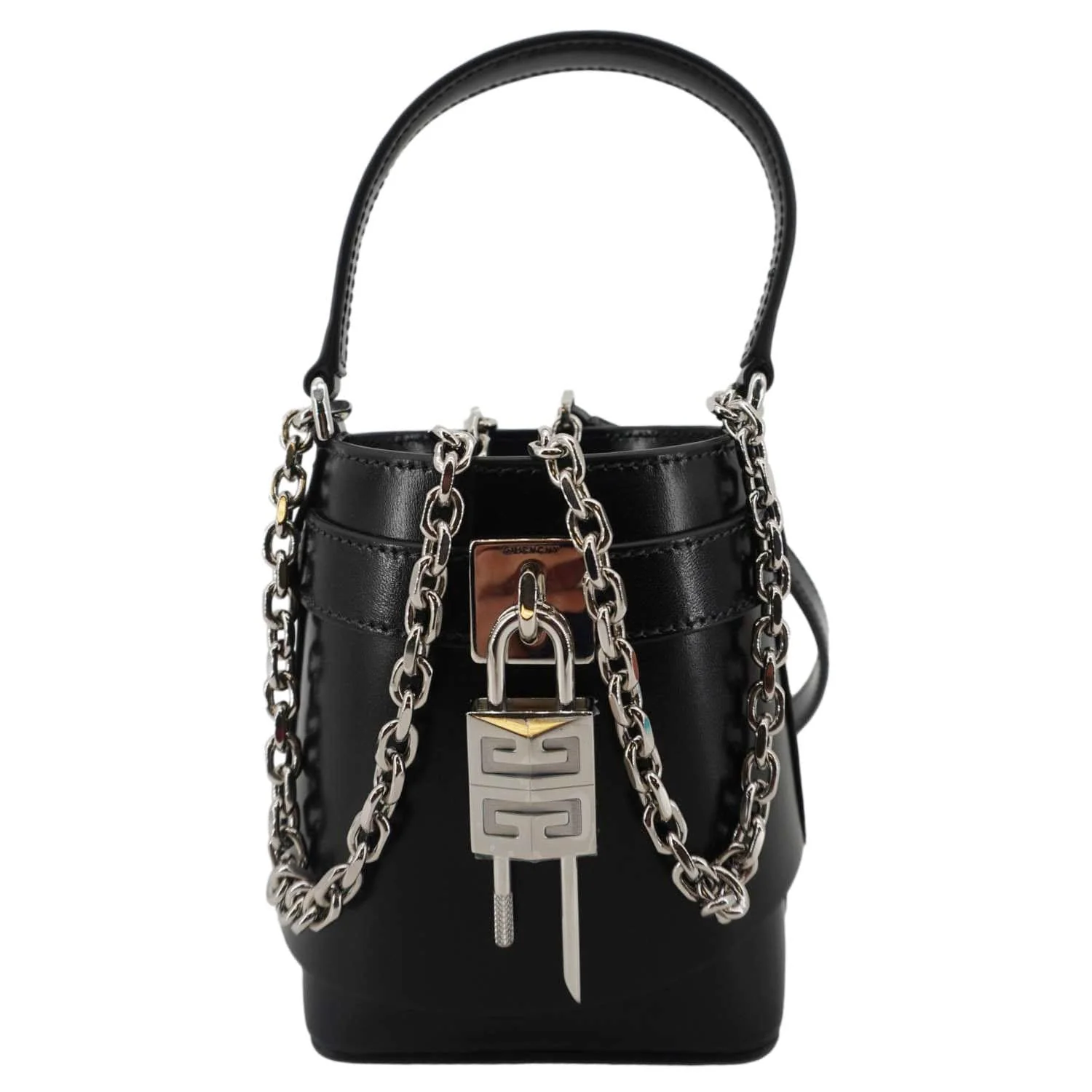 GIVENCHY Shark Lock Micro Box Calfskin Leather Bucket Bag Black - Image 3