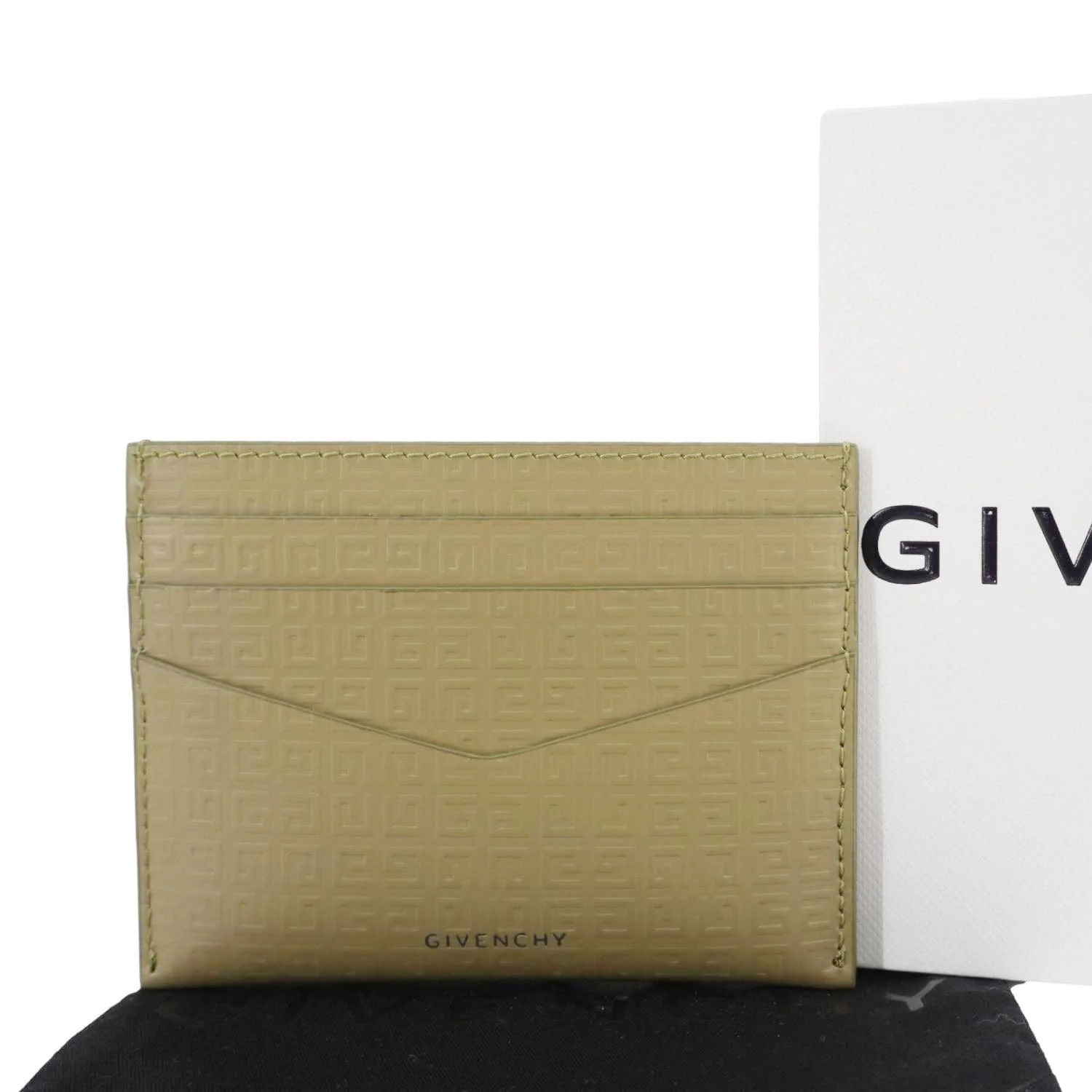 GIVENCHY 4G Micro Calfskin Leather Card Holder Khaki - Image 3